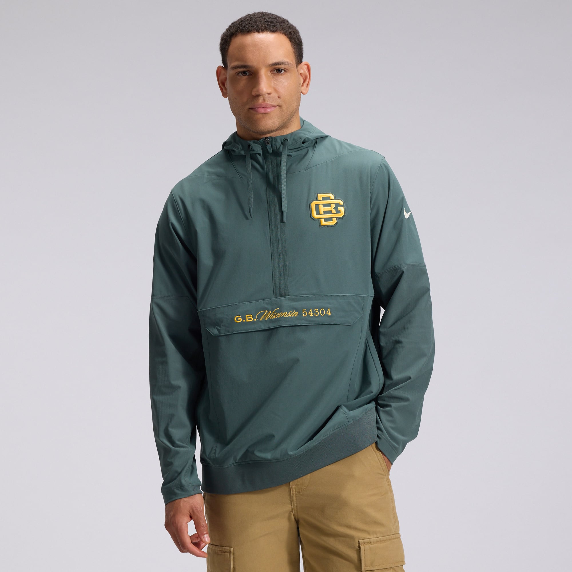 Men's Nike Green Bay Packers 2026 Rivalries Collection Sideline Anorak Half-Zip Jacket