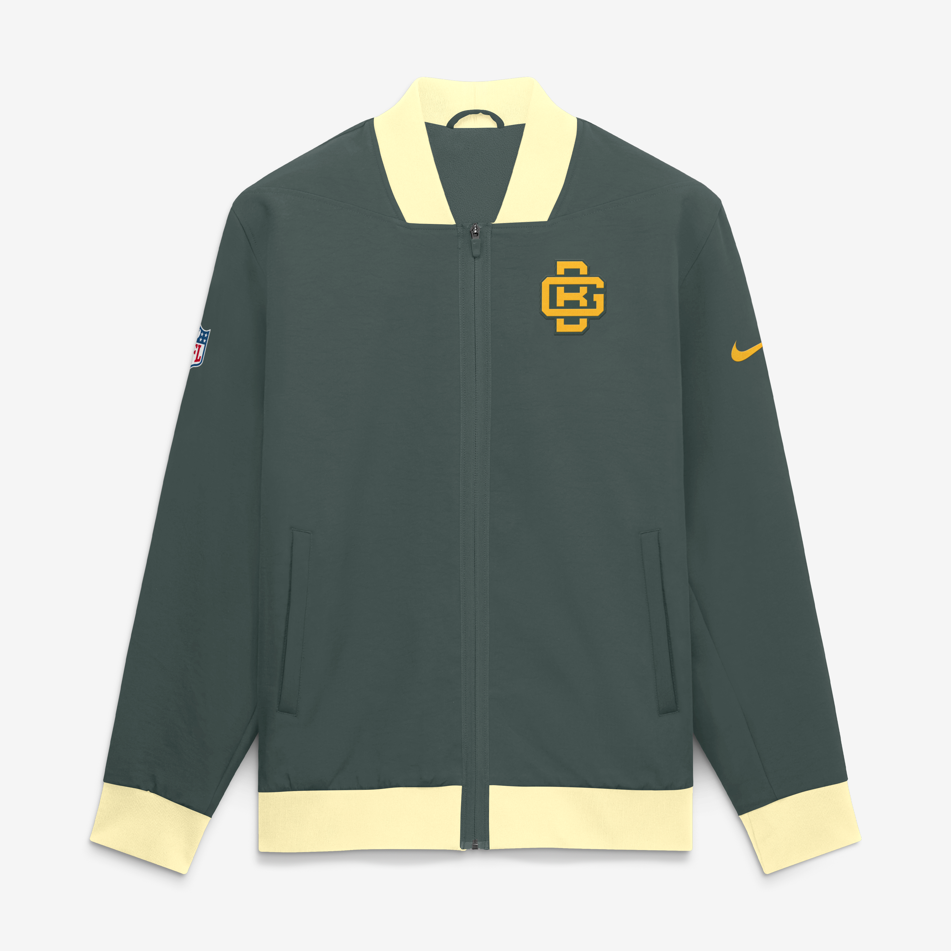 Men's Nike Green Bay Packers 2026 Rivalries Collection Sideline Bomber Jacket