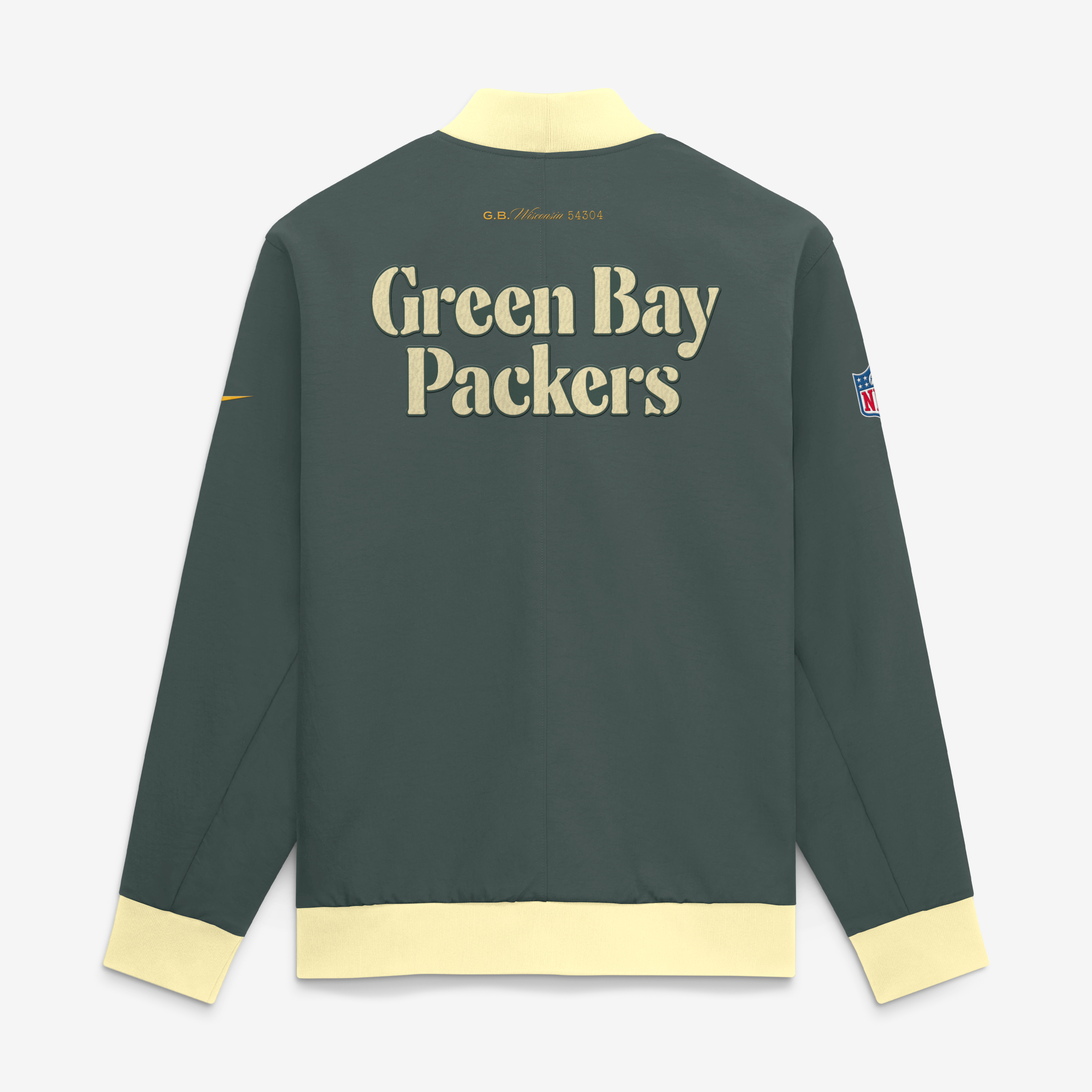 Men's Nike Green Bay Packers 2026 Rivalries Collection Sideline Bomber Jacket