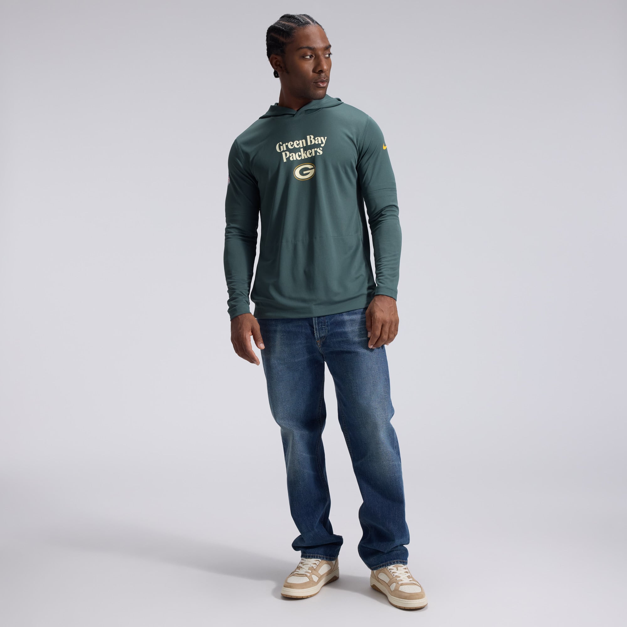 Men's Nike  Green Bay Packers 2026 Rivalries Collection Sideline Lightweight Hooded Long Sleeve Top