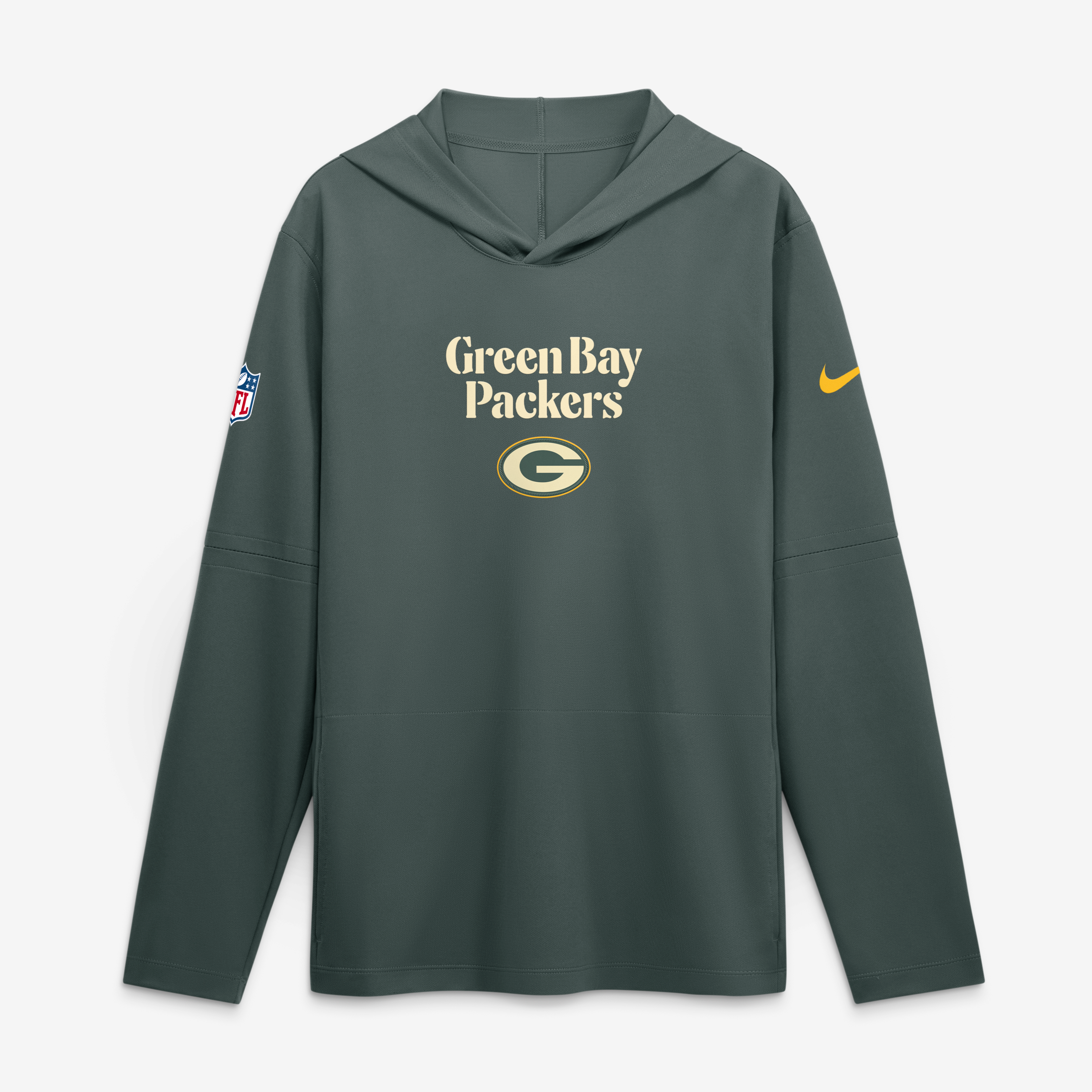 Men's Nike  Green Bay Packers 2026 Rivalries Collection Sideline Lightweight Hooded Long Sleeve Top