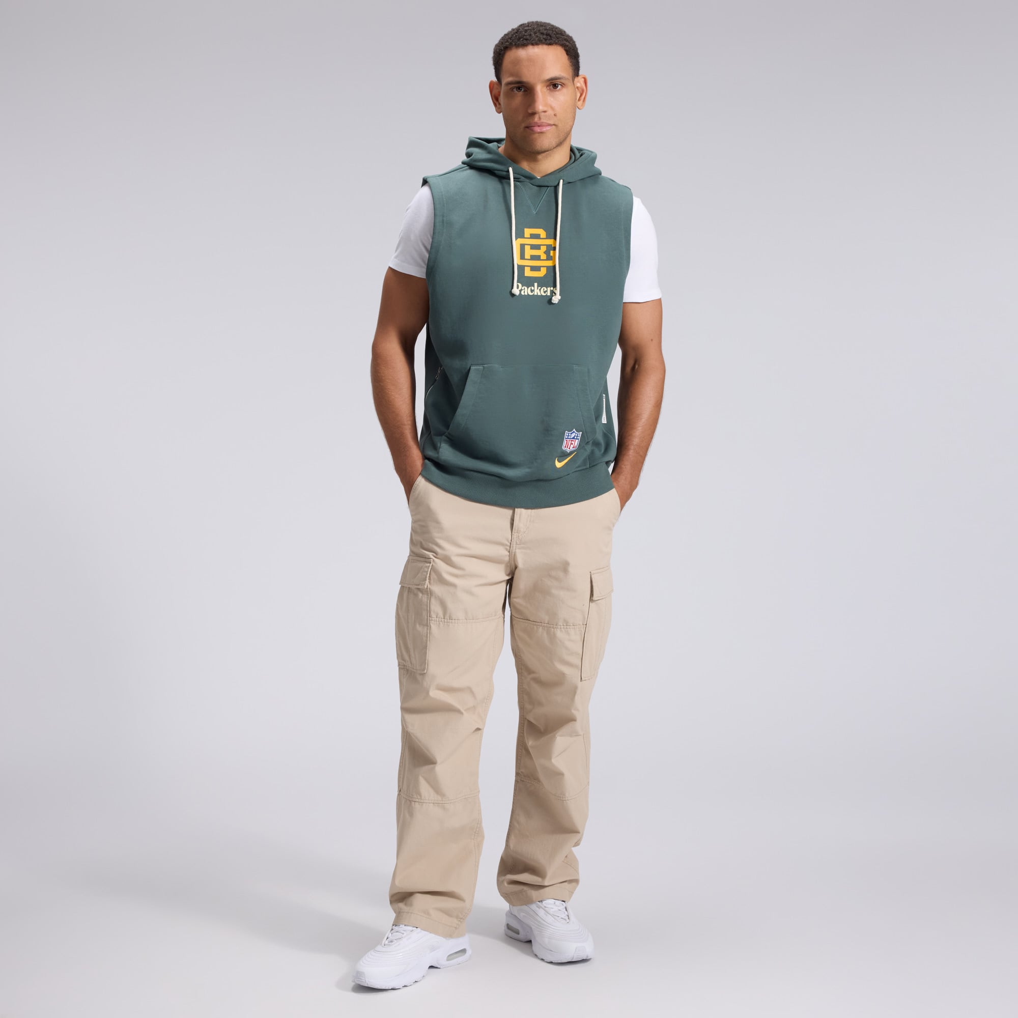 Men's Nike Green Bay Packers 2026 Rivalries Collection Sideline Sleeveless Fleece Hoodie