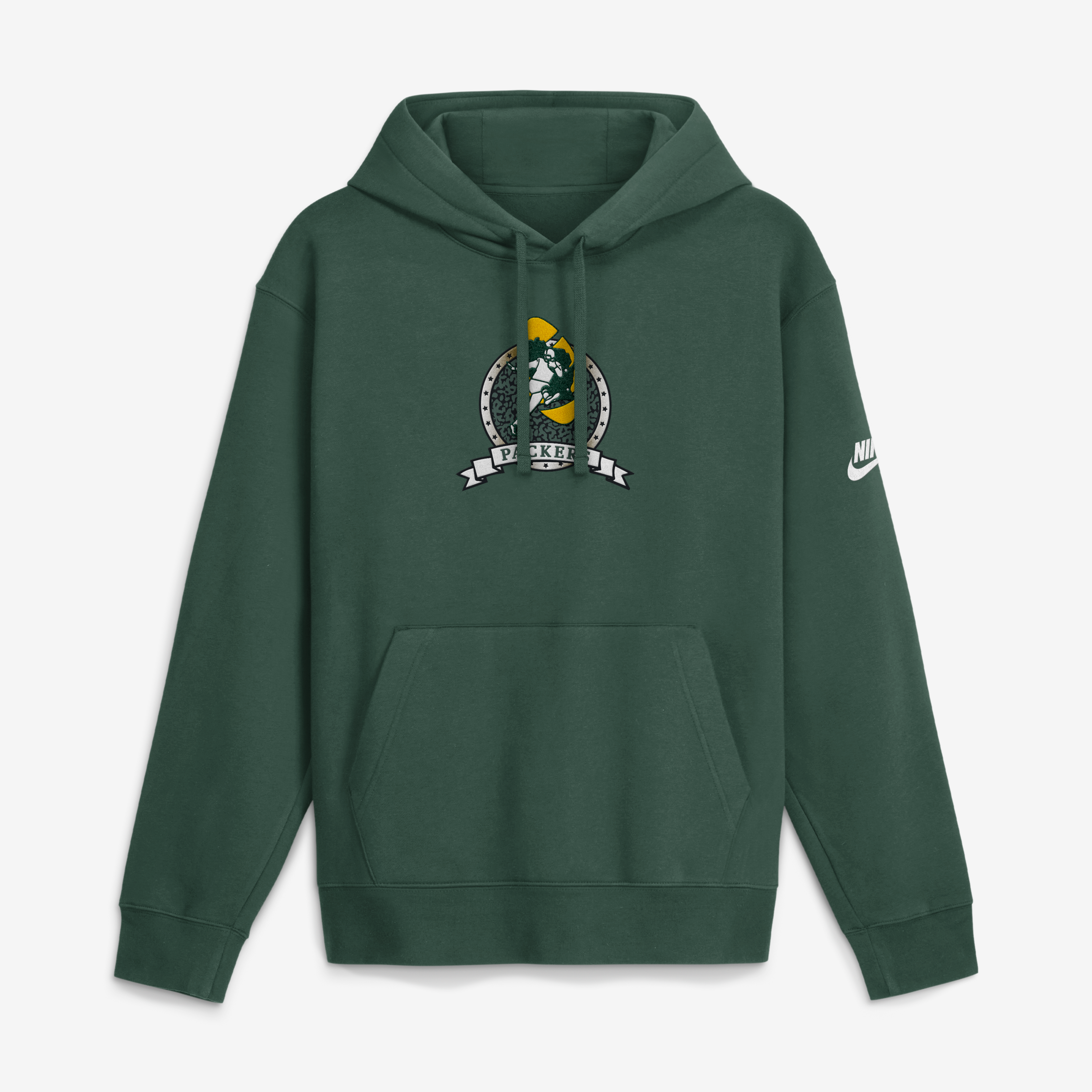 Men's Nike Green Bay Packers Short Pass Rewind Club Fleece Hoodie