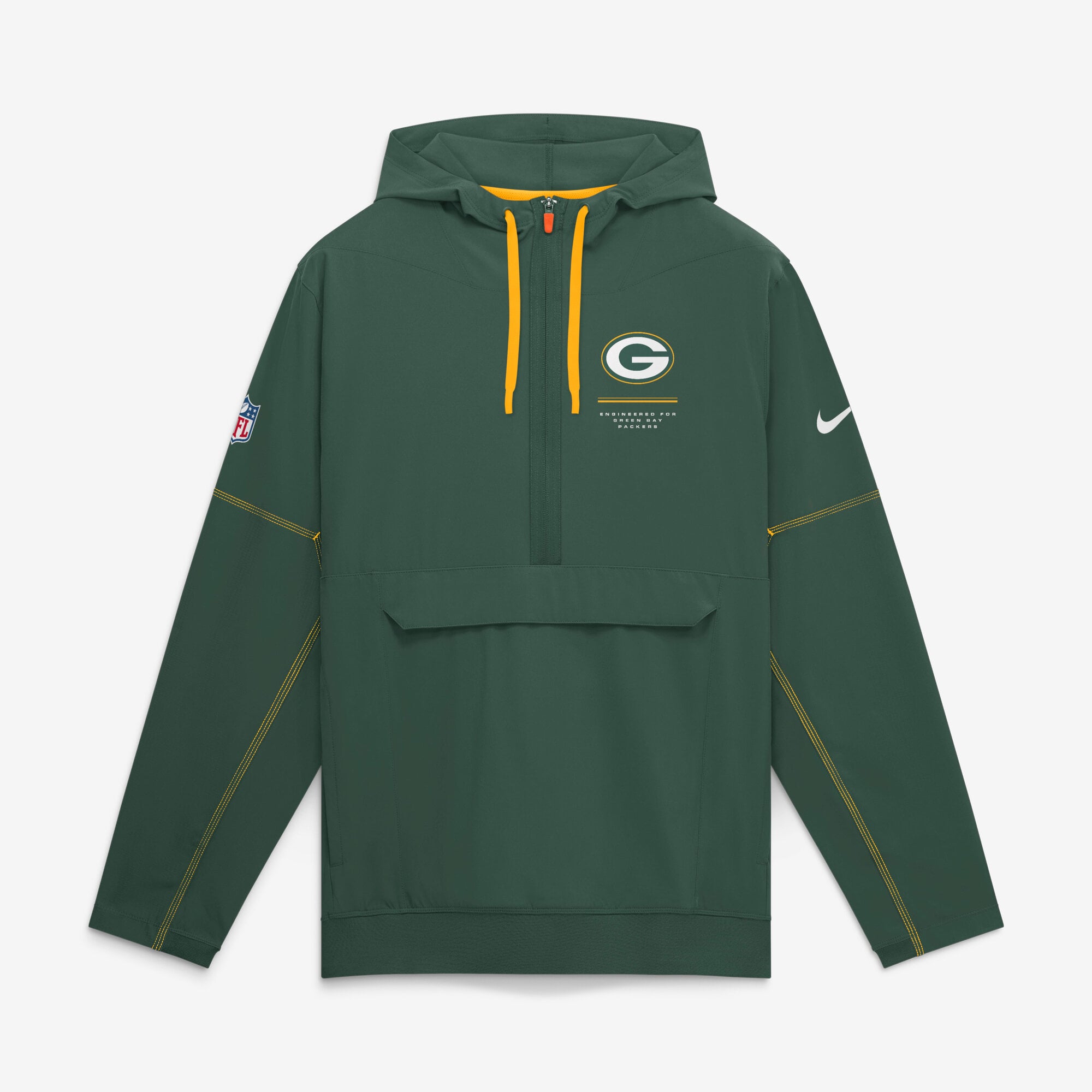 Men's Nike Green Bay Packers Sideline Anorak Half-Zip Hooded Jacket
