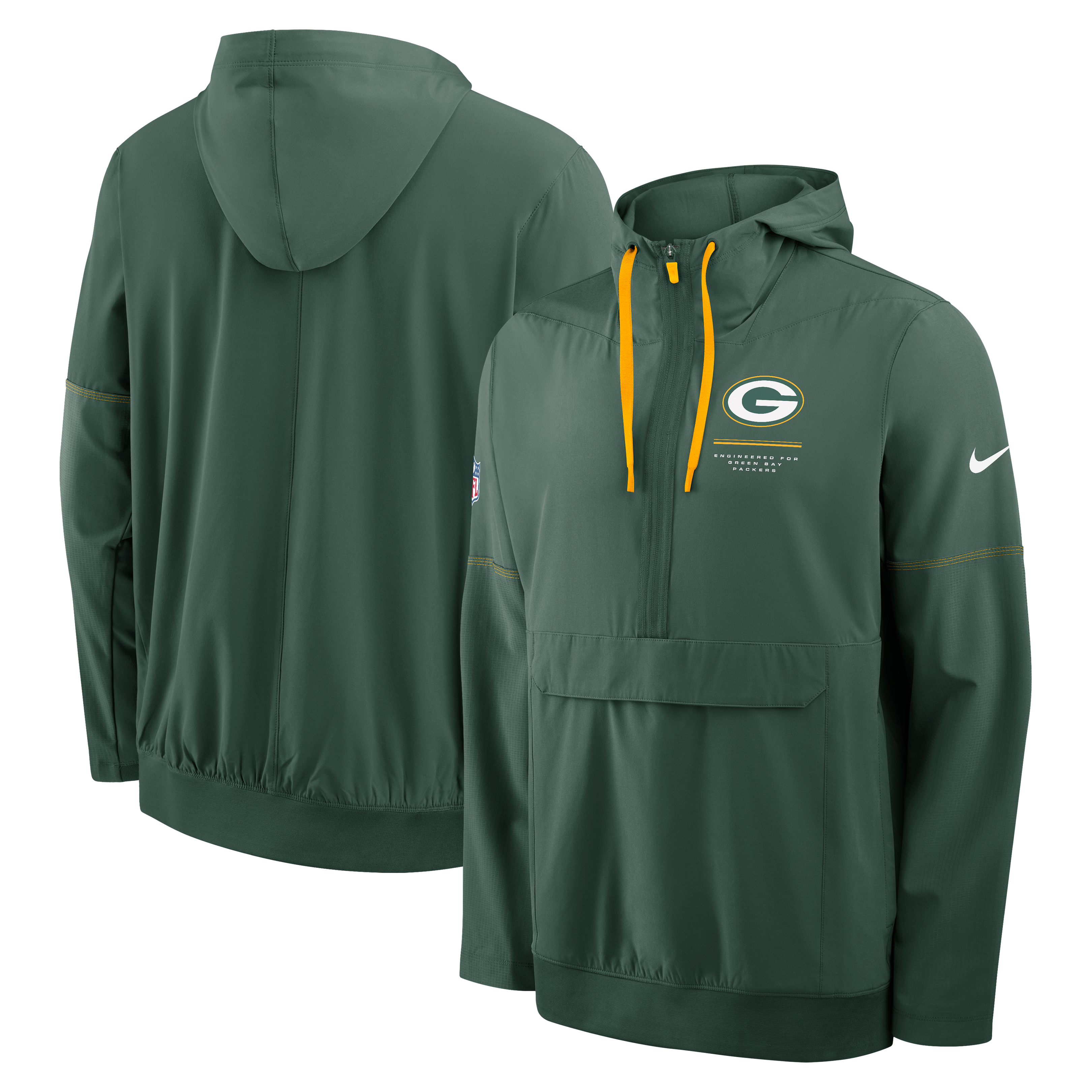 Men's Nike Green Bay Packers Sideline Logo Glory Anorak Half-Zip Hooded Jacket