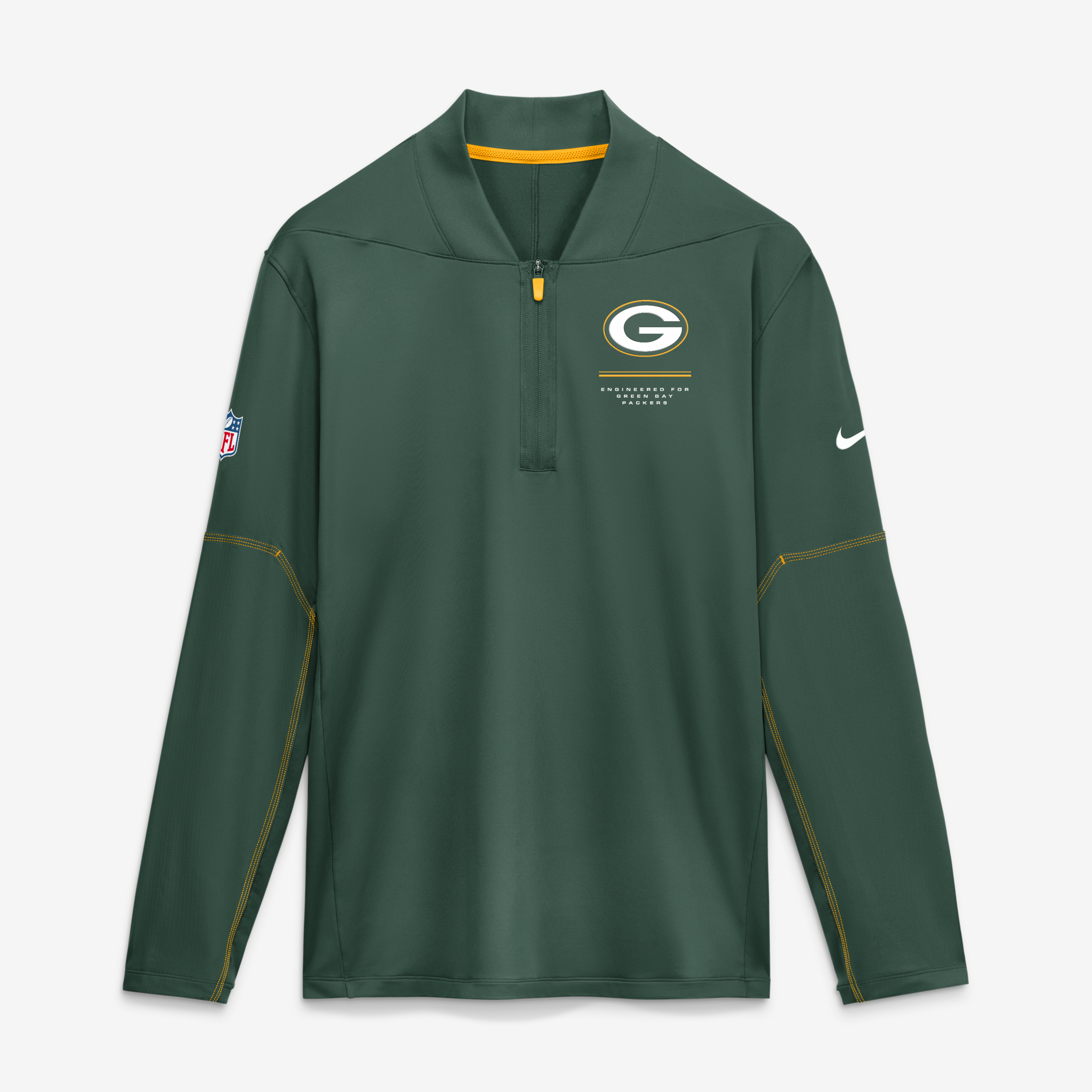 Pull-over Nike Green Bay Packers Sideline Logo Glory pour homme, mi-lourd, Dri-FIT, demi-zip
