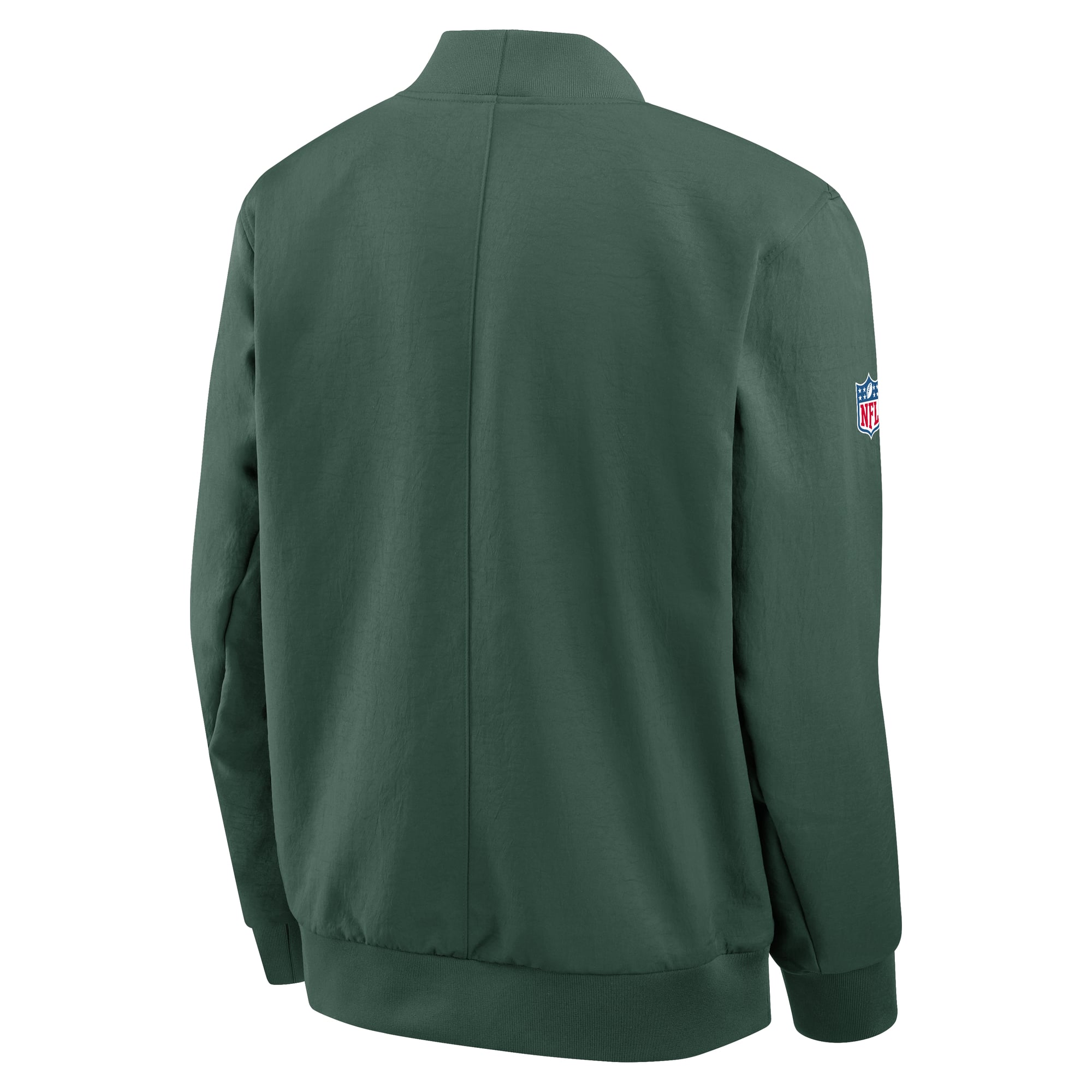 Veste bomber zippée Nike Green Bay Packers pour homme, modèle Sideline Powerful Blocking Dri-FIT, couleur verte.