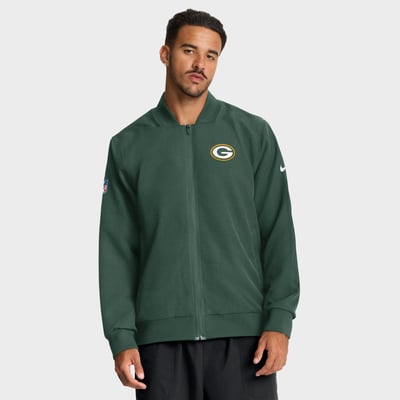 Green Bay Packers Nike Sideline Powerful Blocking Full-Zip Dri-FIT Bomber Jacket - Green