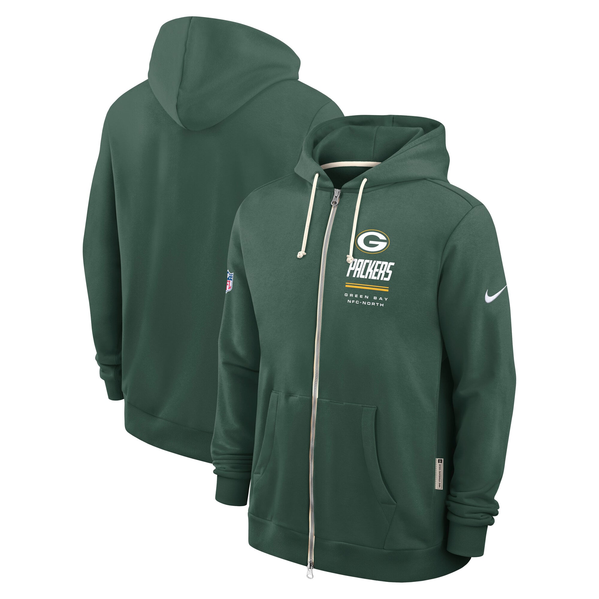 Sweat à capuche zippé Nike Green Bay Packers Sideline Standard Issue Quarterback Scramble Dri-FIT pour homme