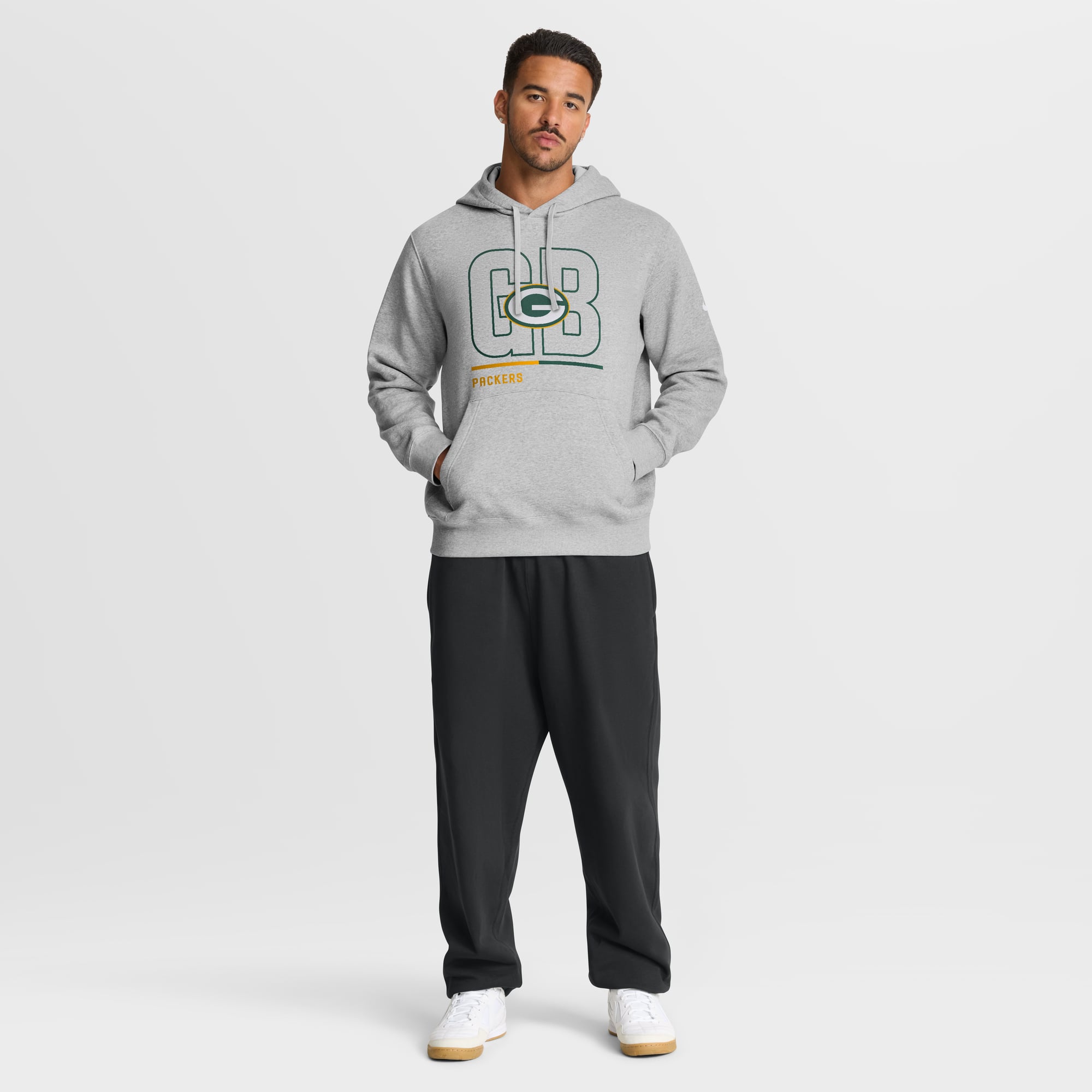 Sweat à capuche en polaire Nike City Code Club pour homme, gris chiné, Green Bay Packers