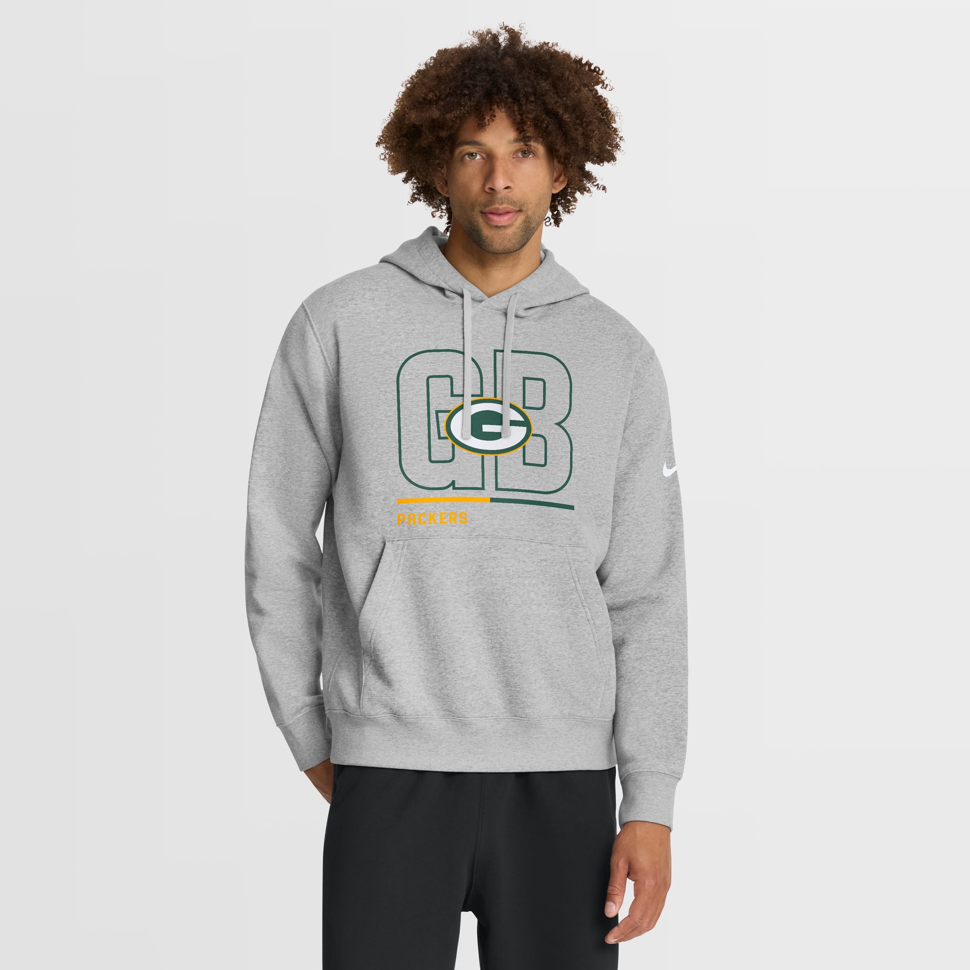 Sweat à capuche en polaire Nike City Code Club pour homme, gris chiné, Green Bay Packers