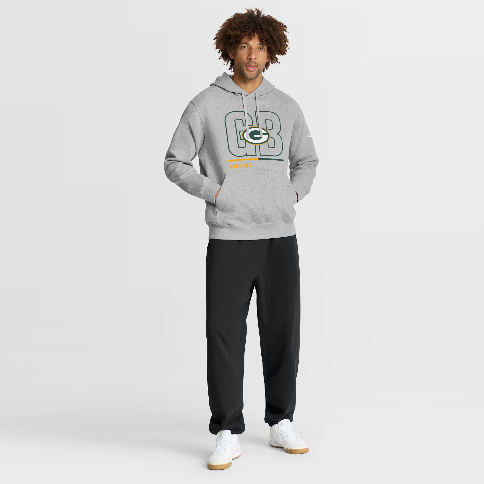 Sweat à capuche en polaire Nike City Code Club pour homme, gris chiné, Green Bay Packers
