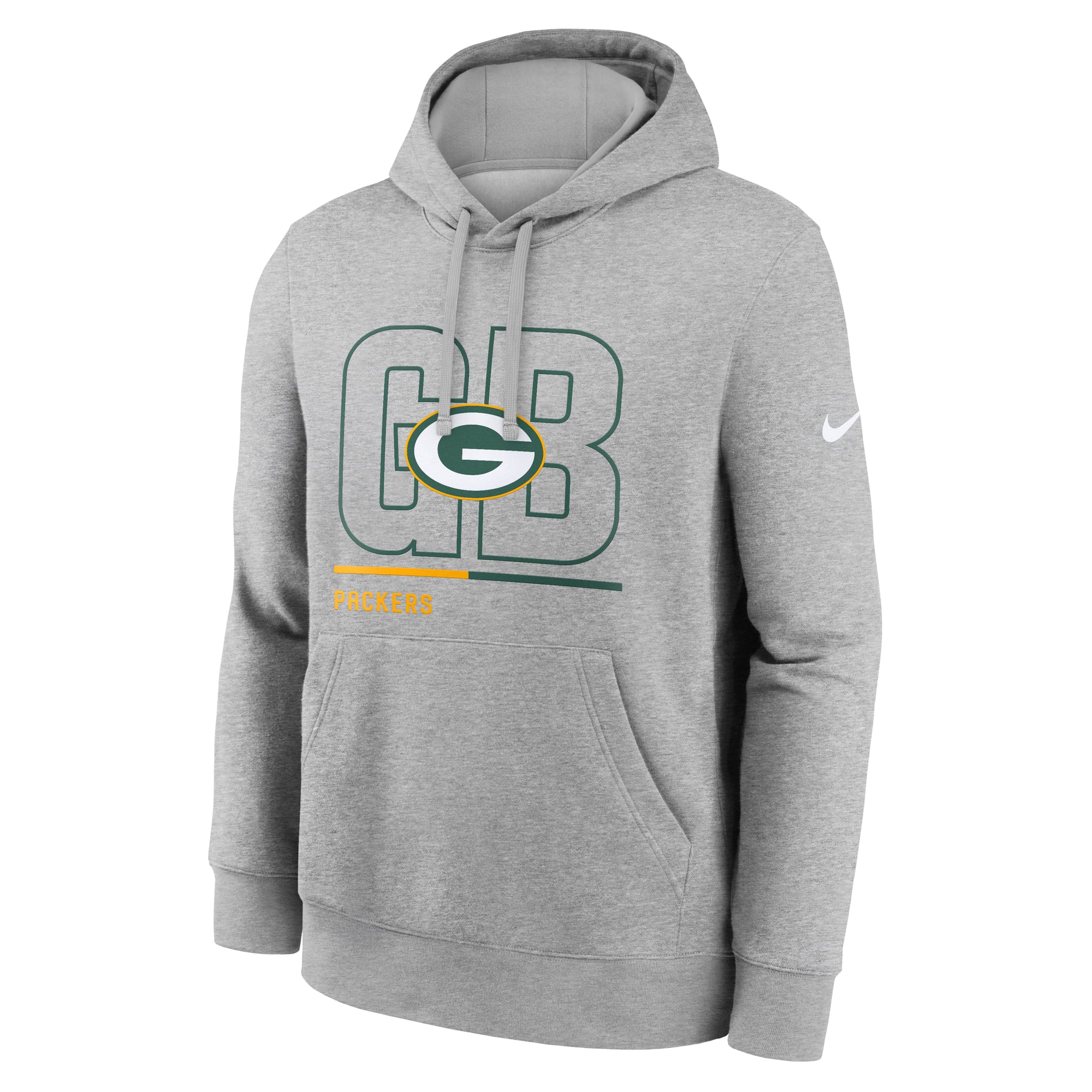 Sweat à capuche en polaire Nike City Code Club pour homme, gris chiné, Green Bay Packers