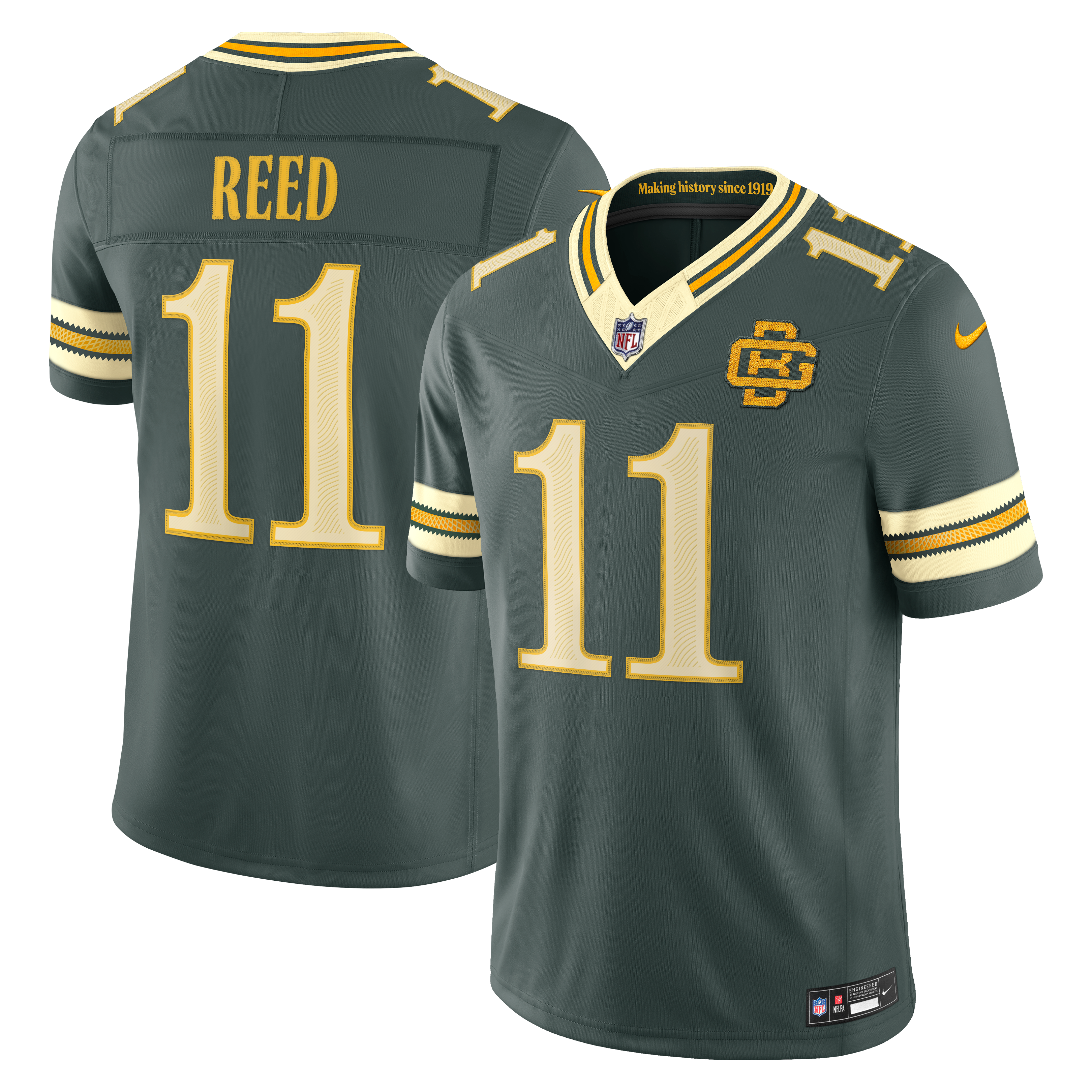Men's Nike Jayden Reed Green Bay Packers 2026 Rivalries Collection Stitched Limited Jersey