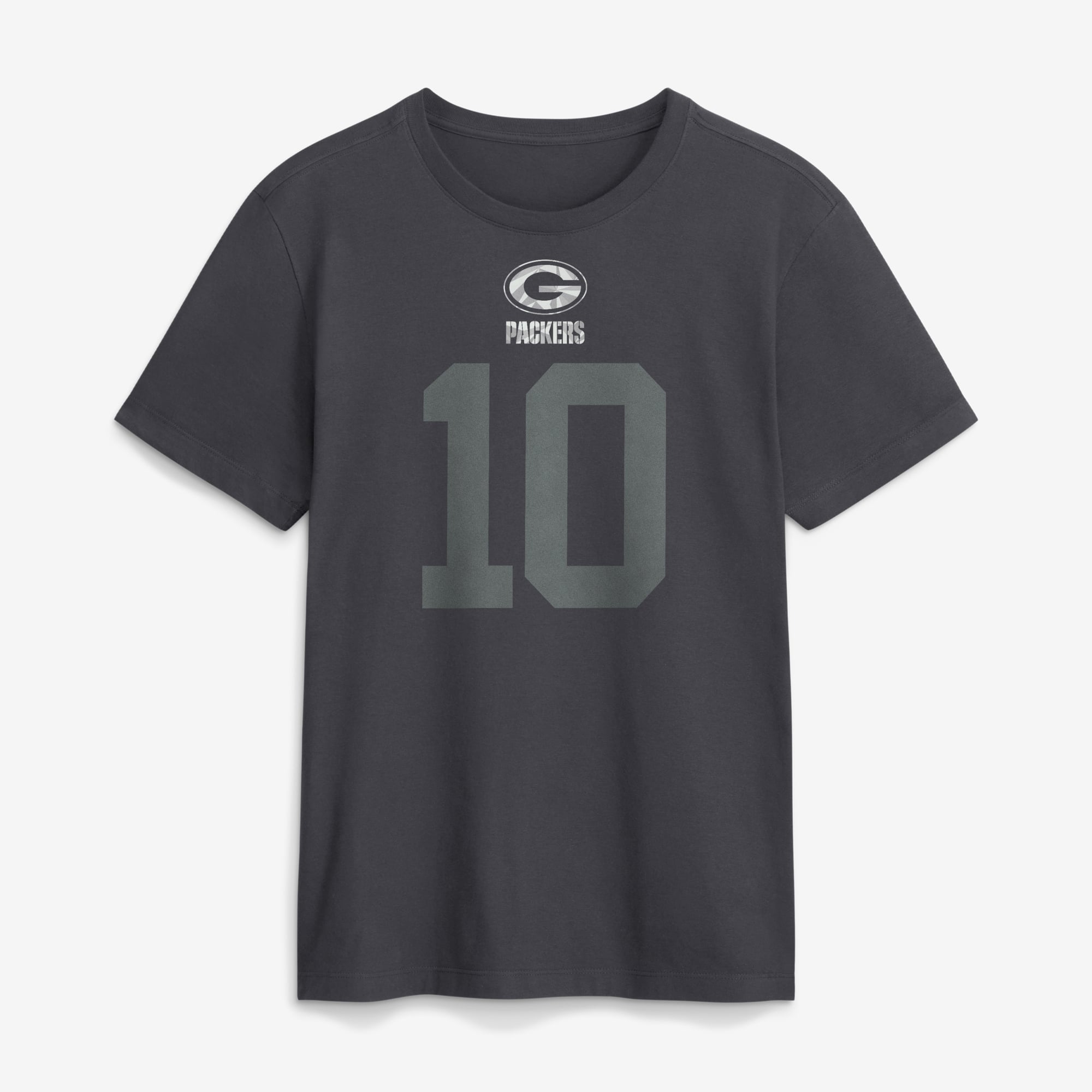T-shirt Nike Jordan Love Anthracite Green Bay Packers pour homme, avec nom et numéro