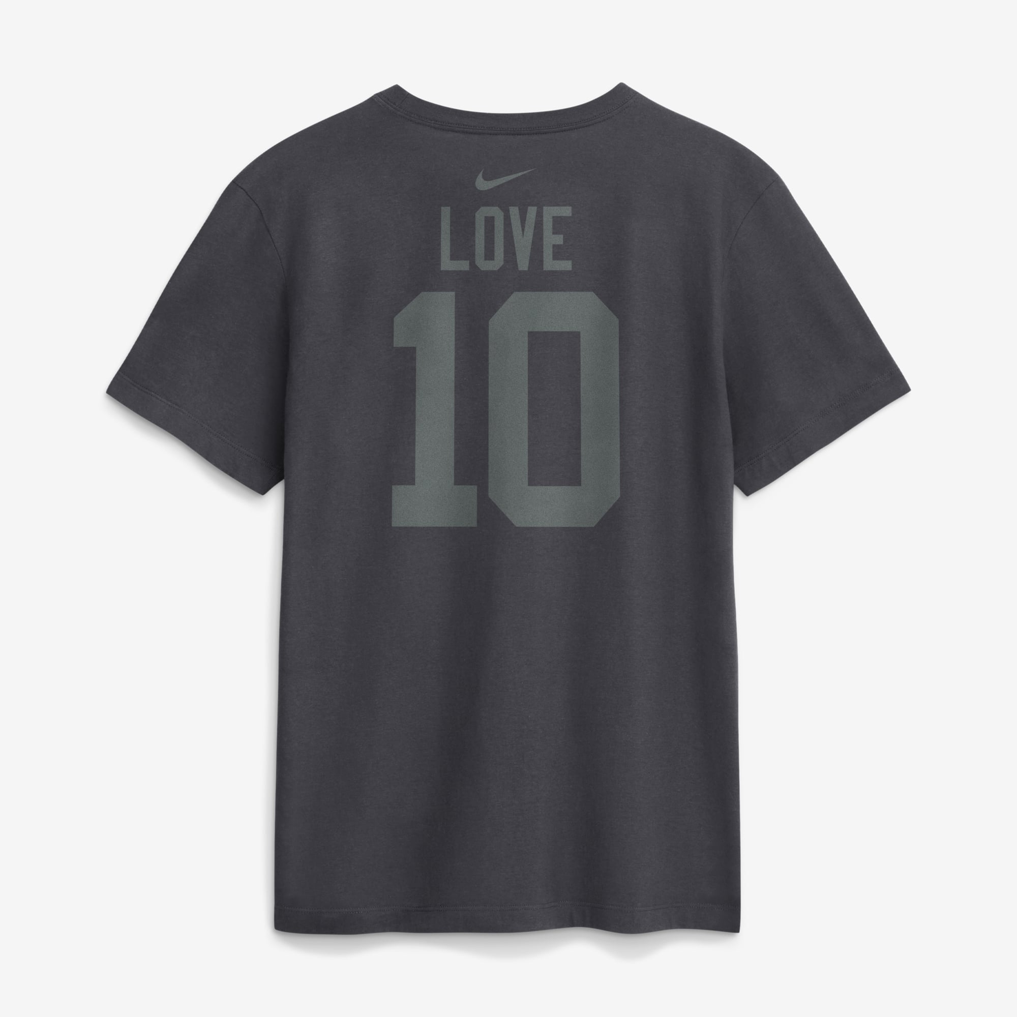 T-shirt Nike Jordan Love Anthracite Green Bay Packers pour homme, avec nom et numéro