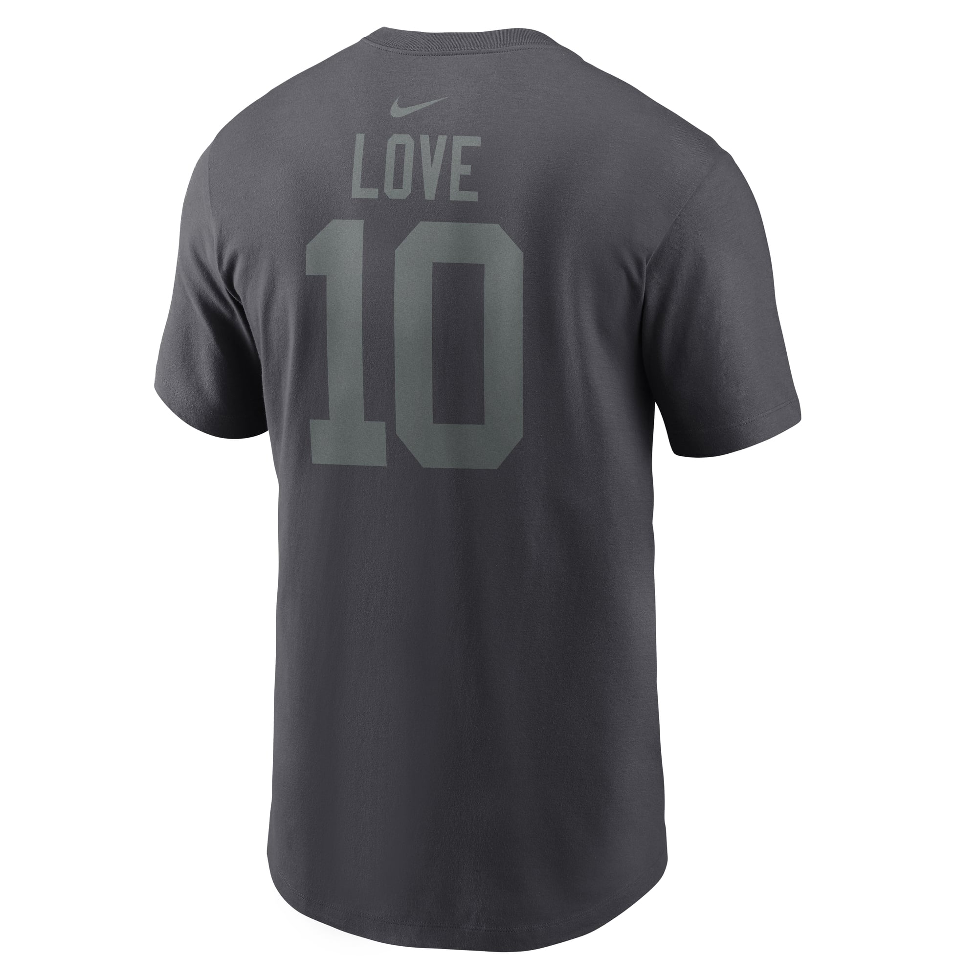 T-shirt Nike Jordan Love Anthracite Green Bay Packers pour homme, avec nom et numéro