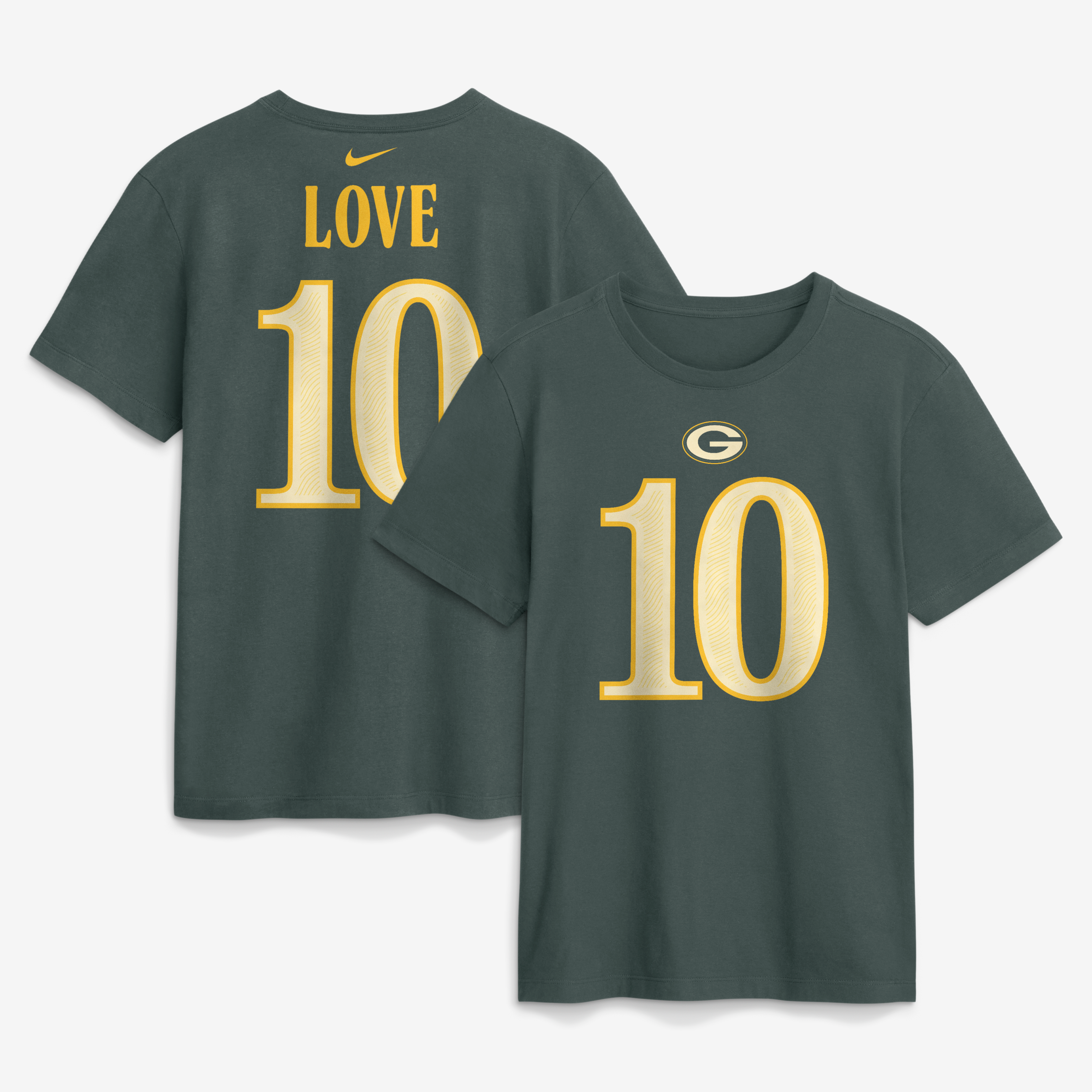 Men's Nike Jordan Love Green Bay Packers 2026 Rivalries Collection Player Name & Number T-Shirt