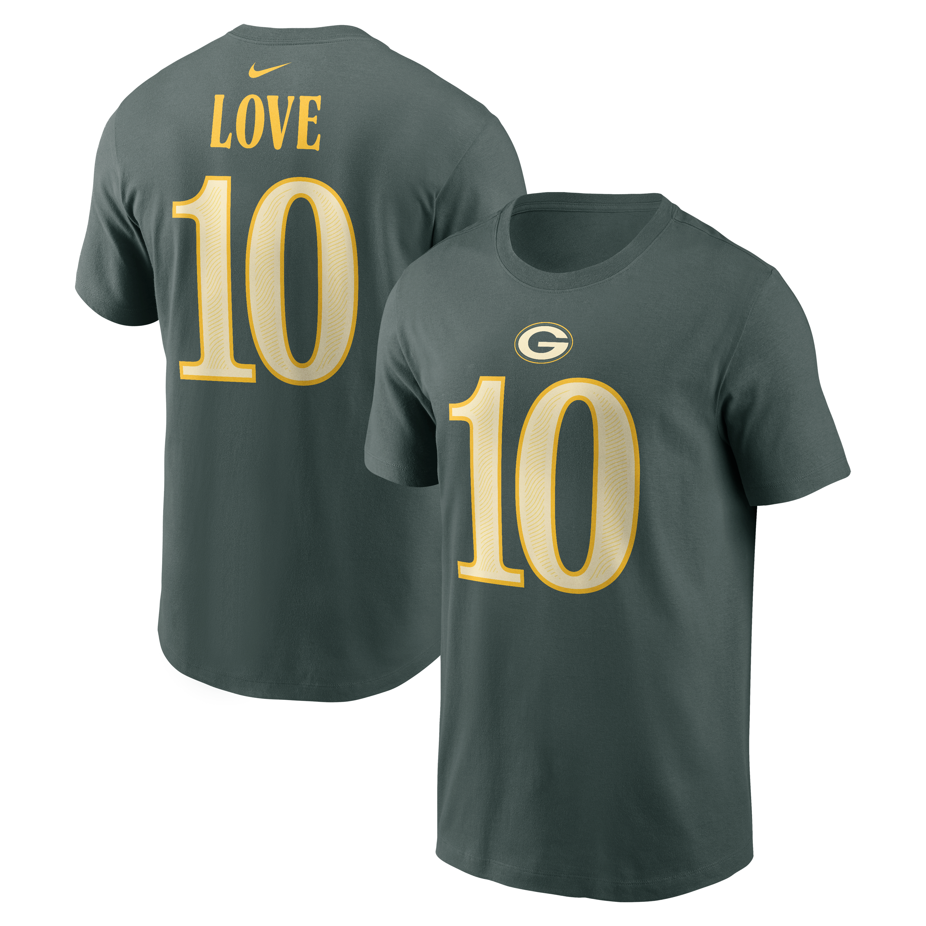 Men's Nike Jordan Love Green Bay Packers 2026 Rivalries Collection Player Name & Number T-Shirt