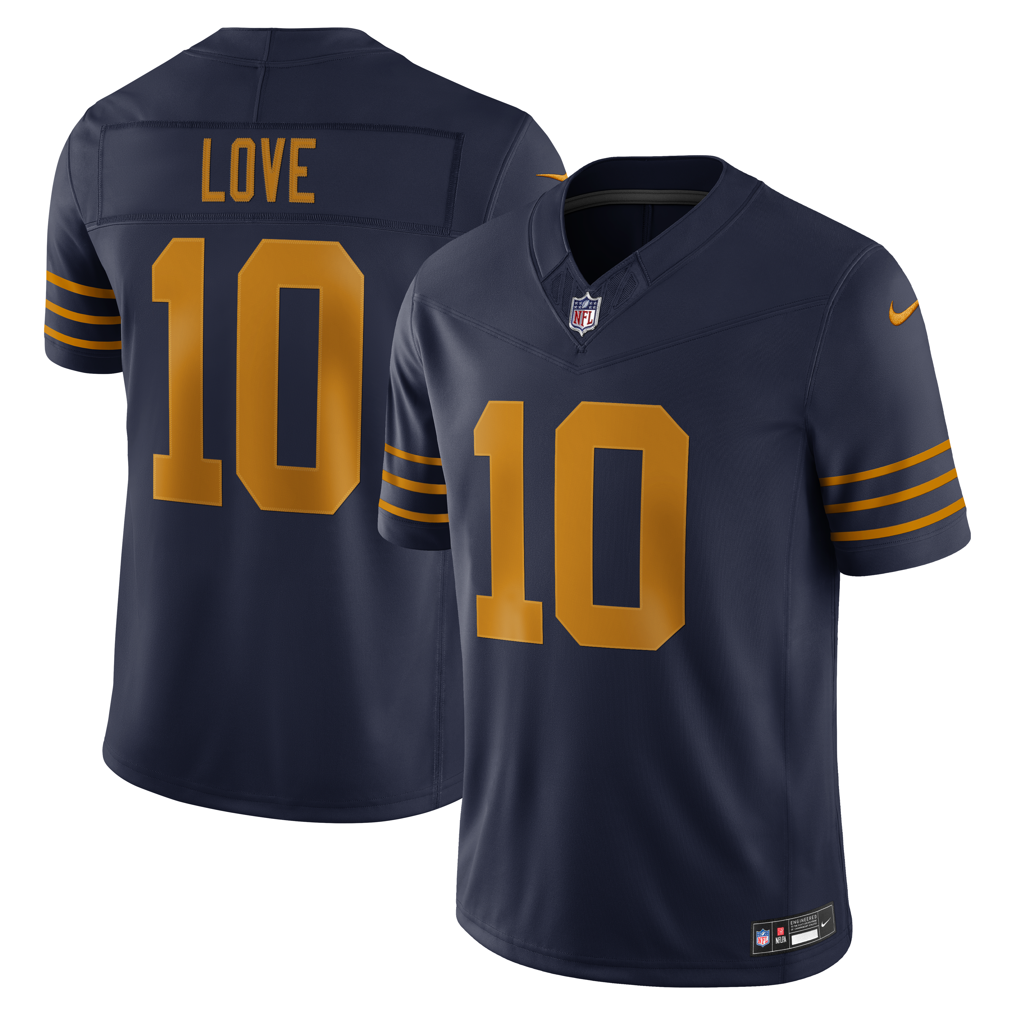 Men's Nike Jordan Love Navy Green Bay Packers Alternate Vapor F.U.S.E. Stitched Limited Jersey