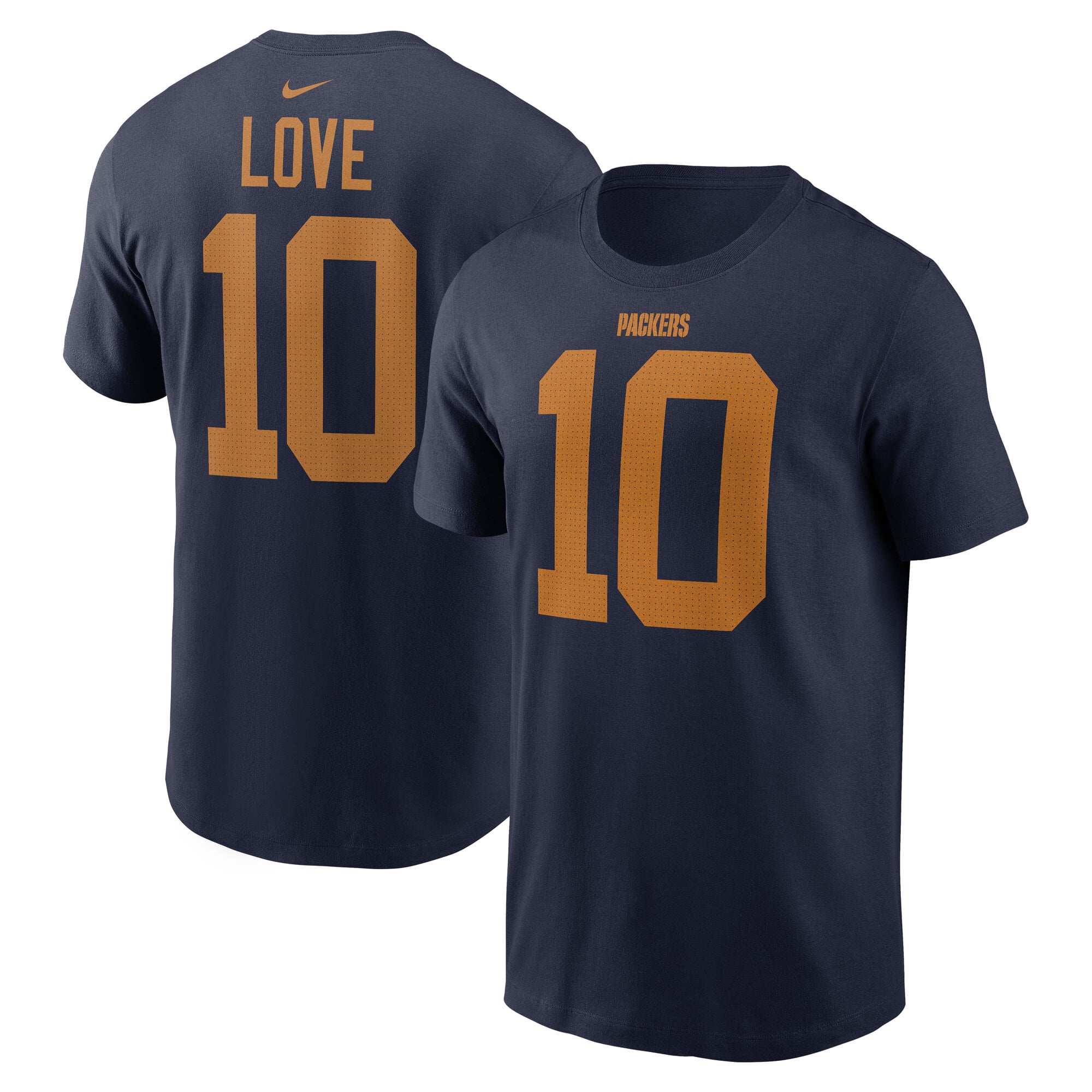 Men's Nike Jordan Love Navy Green Bay Packers Name & Number T-Shirt