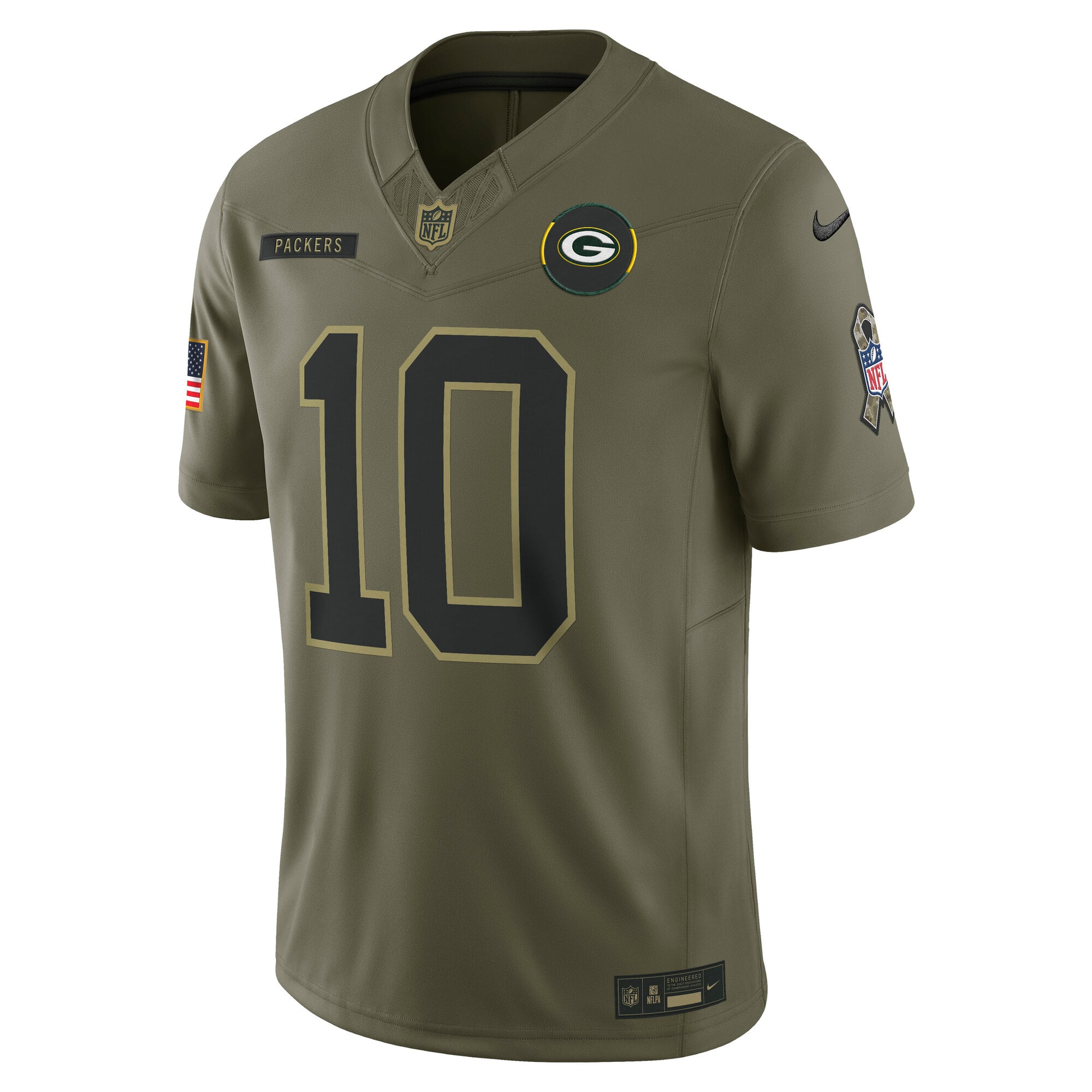 Men's Nike Jordan Love Olive Green Bay Packers 2025 Salute to Service Limited Jersey