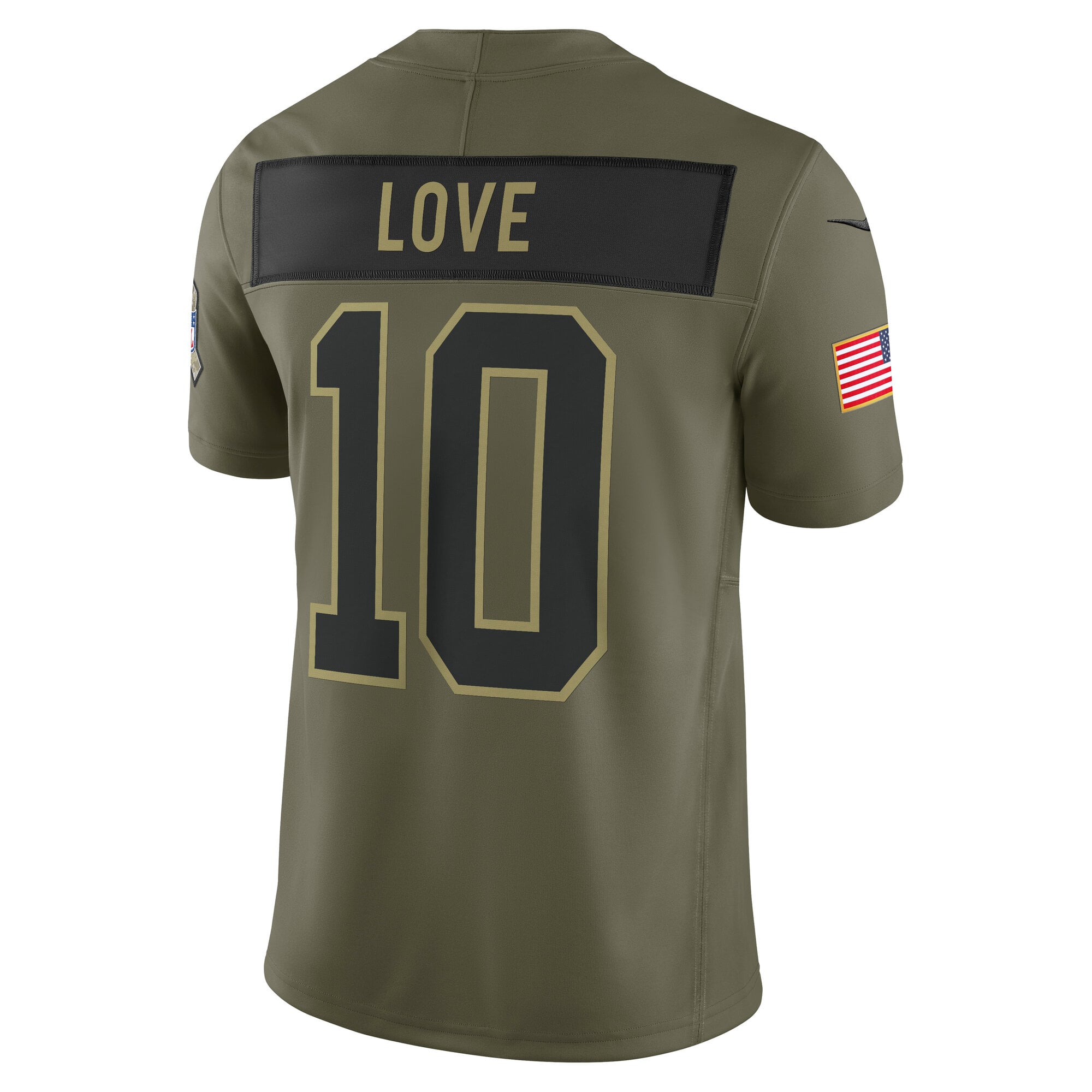 Men's Nike Jordan Love Olive Green Bay Packers 2025 Salute to Service Limited Jersey