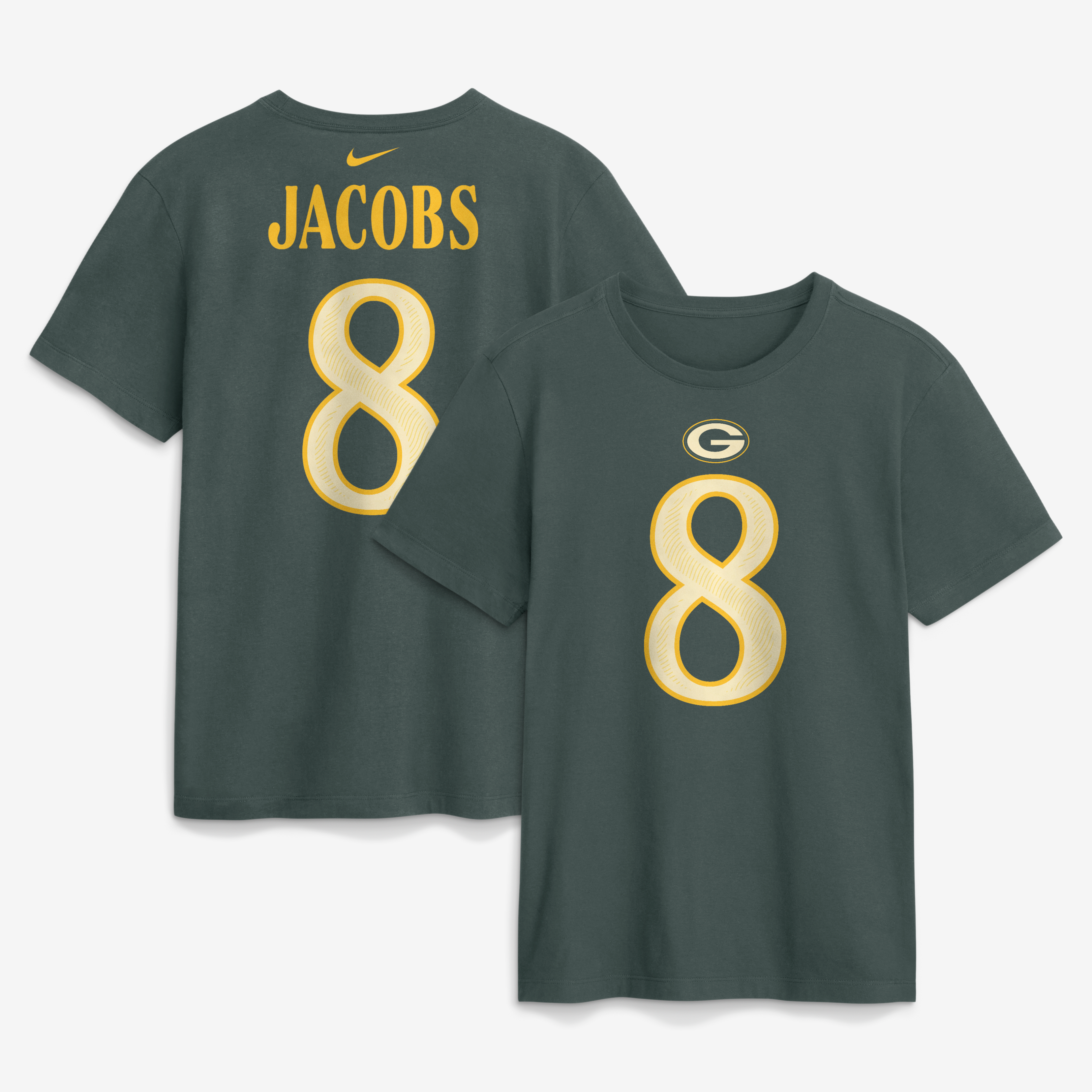 Men's Nike Josh Jacobs Green Bay Packers 2026 Rivalries Collection Player Name & Number T-Shirt