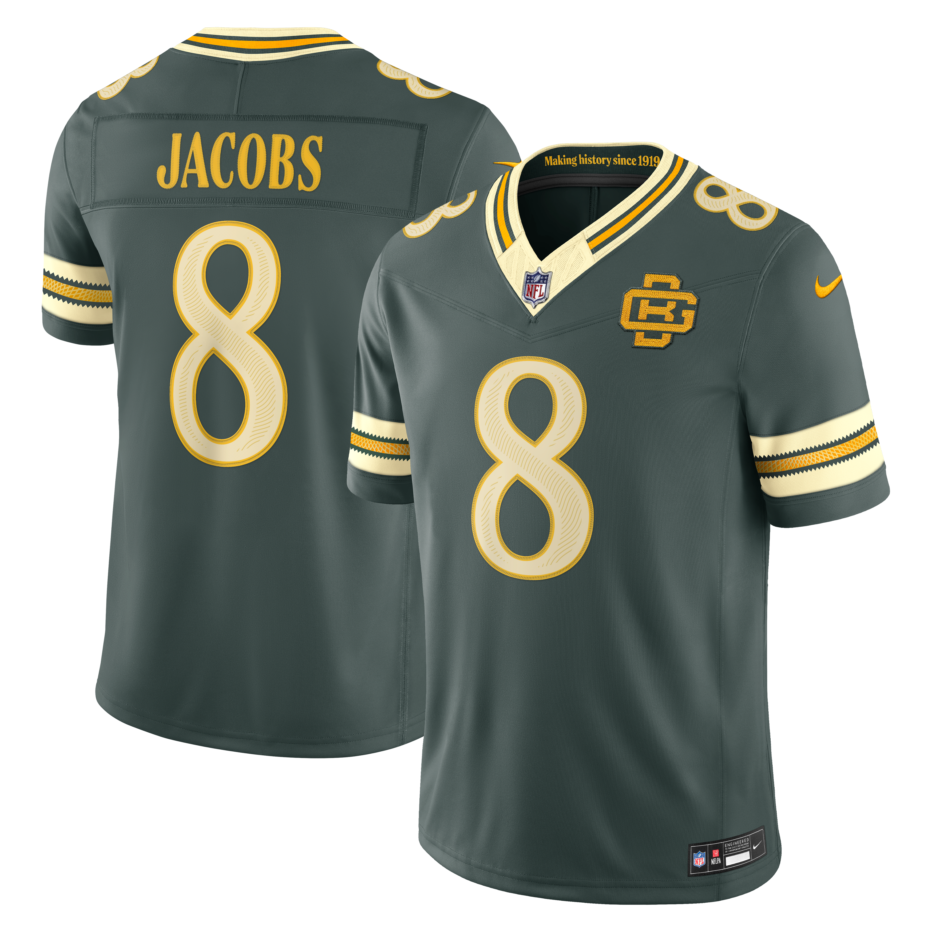 Men's Nike Josh Jacobs Green Bay Packers 2026 Rivalries Collection Stitched Limited Jersey