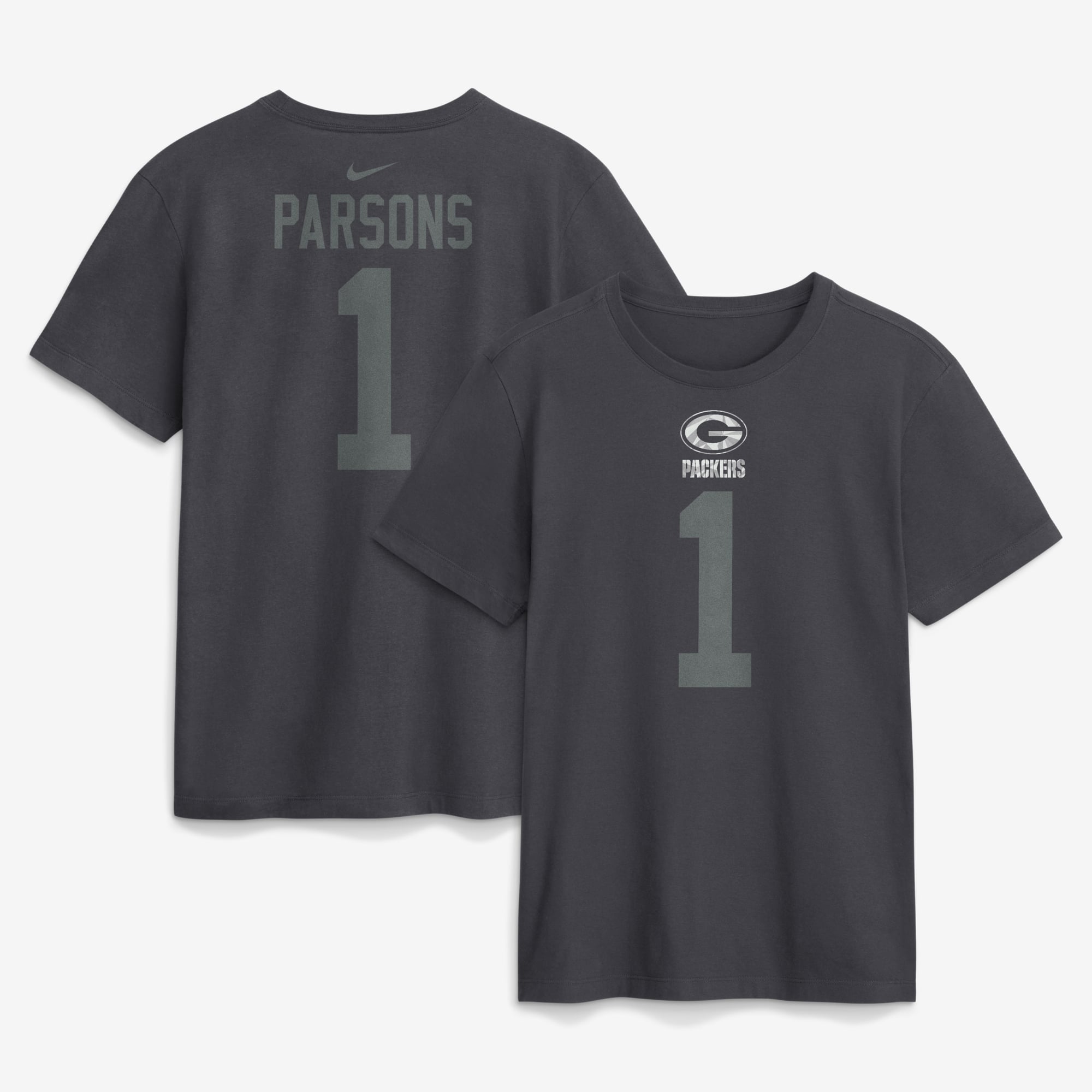 T-shirt Nike Micah Parsons anthracite Green Bay Packers pour homme, avec nom et numéro