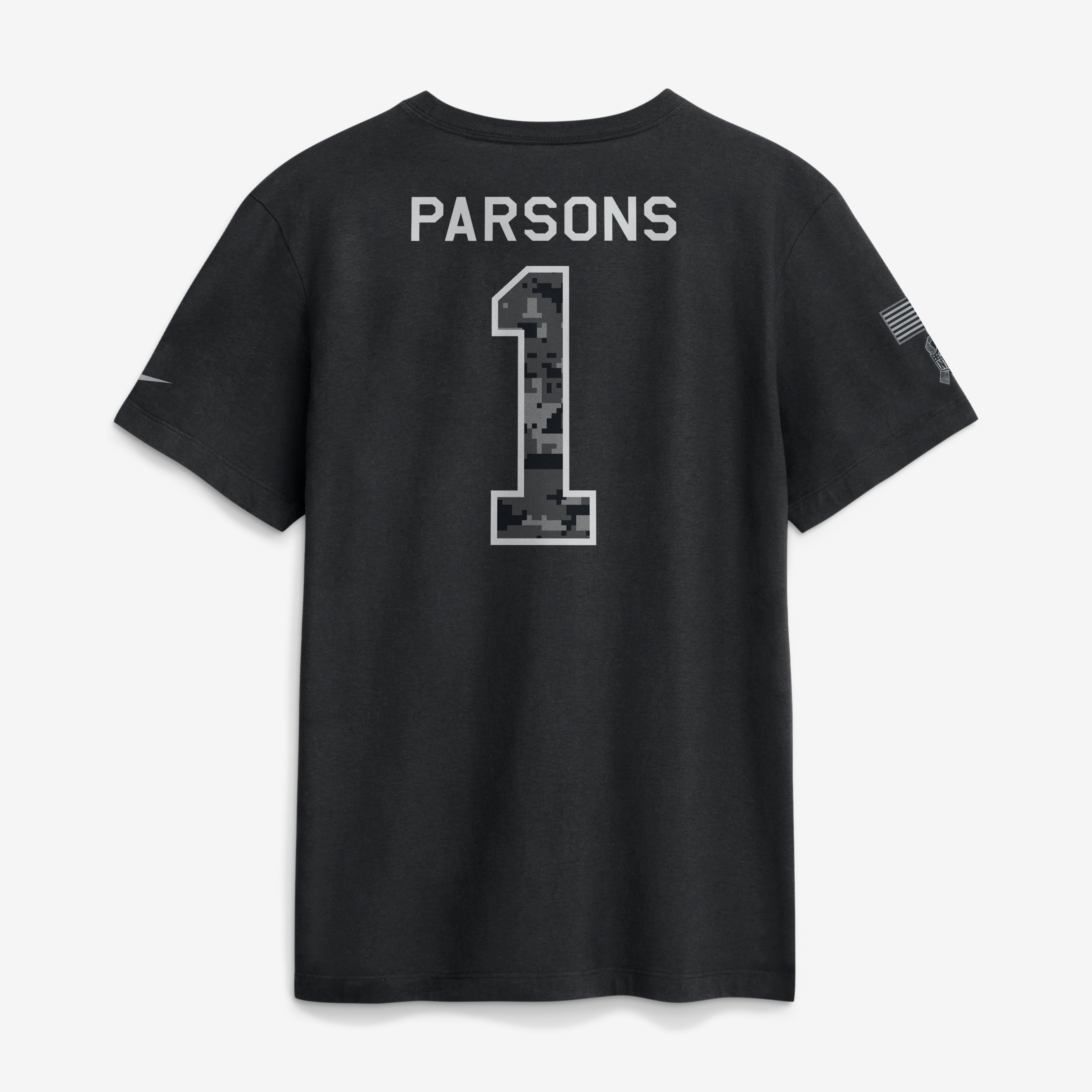 T-shirt Nike Micah Parsons noir Green Bay Packers 2026 Salute to Service pour homme, avec nom et numéro