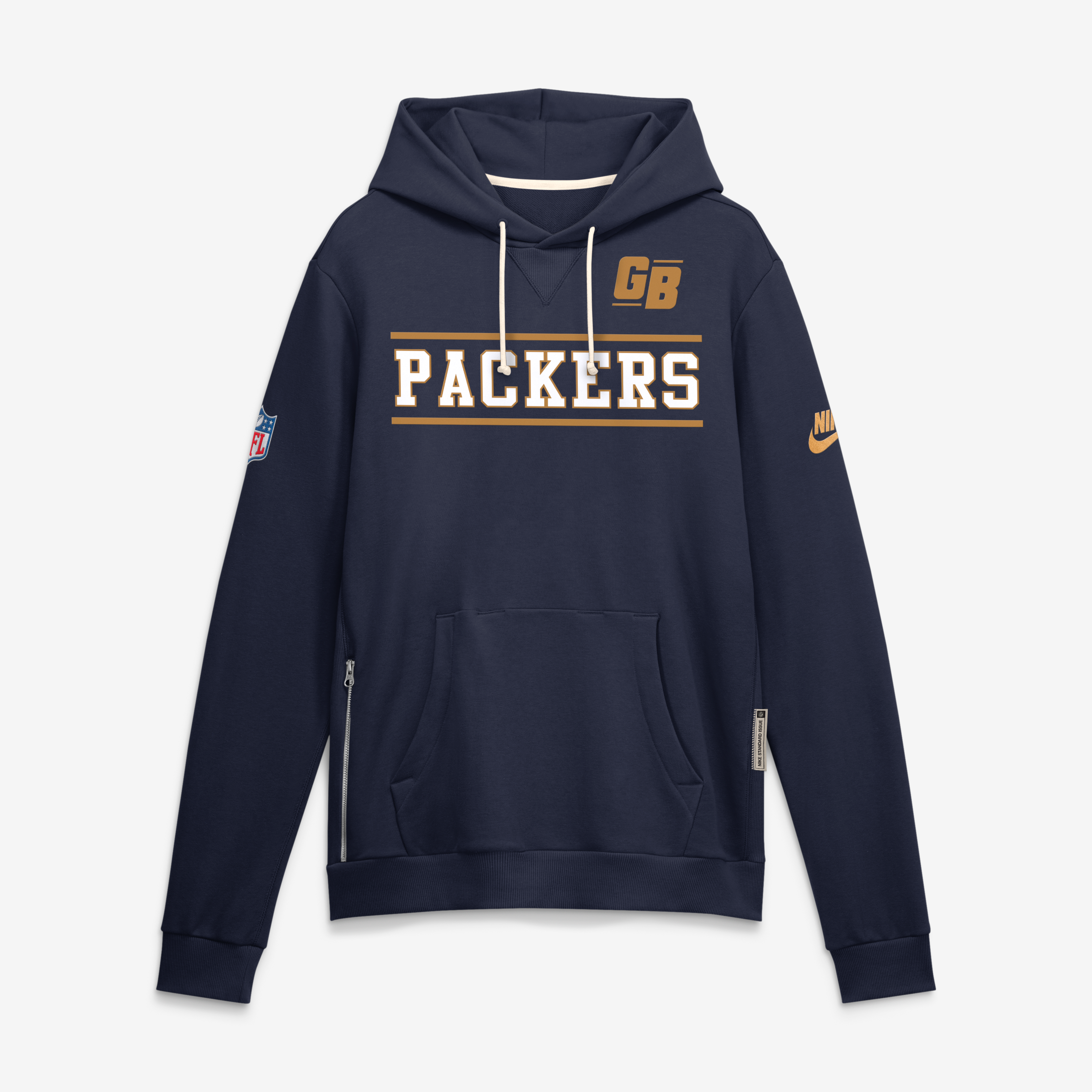 Men's Nike Navy Green Bay Packers Alt Sideline Standard Issue Dri-FIT Hoodie