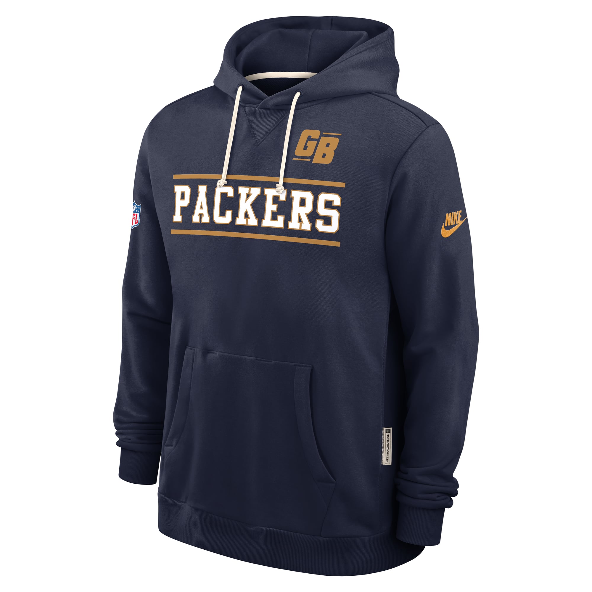 Men's Nike Navy Green Bay Packers Standard Issue Replay Officials Alternate Dri-FIT Hoodie
