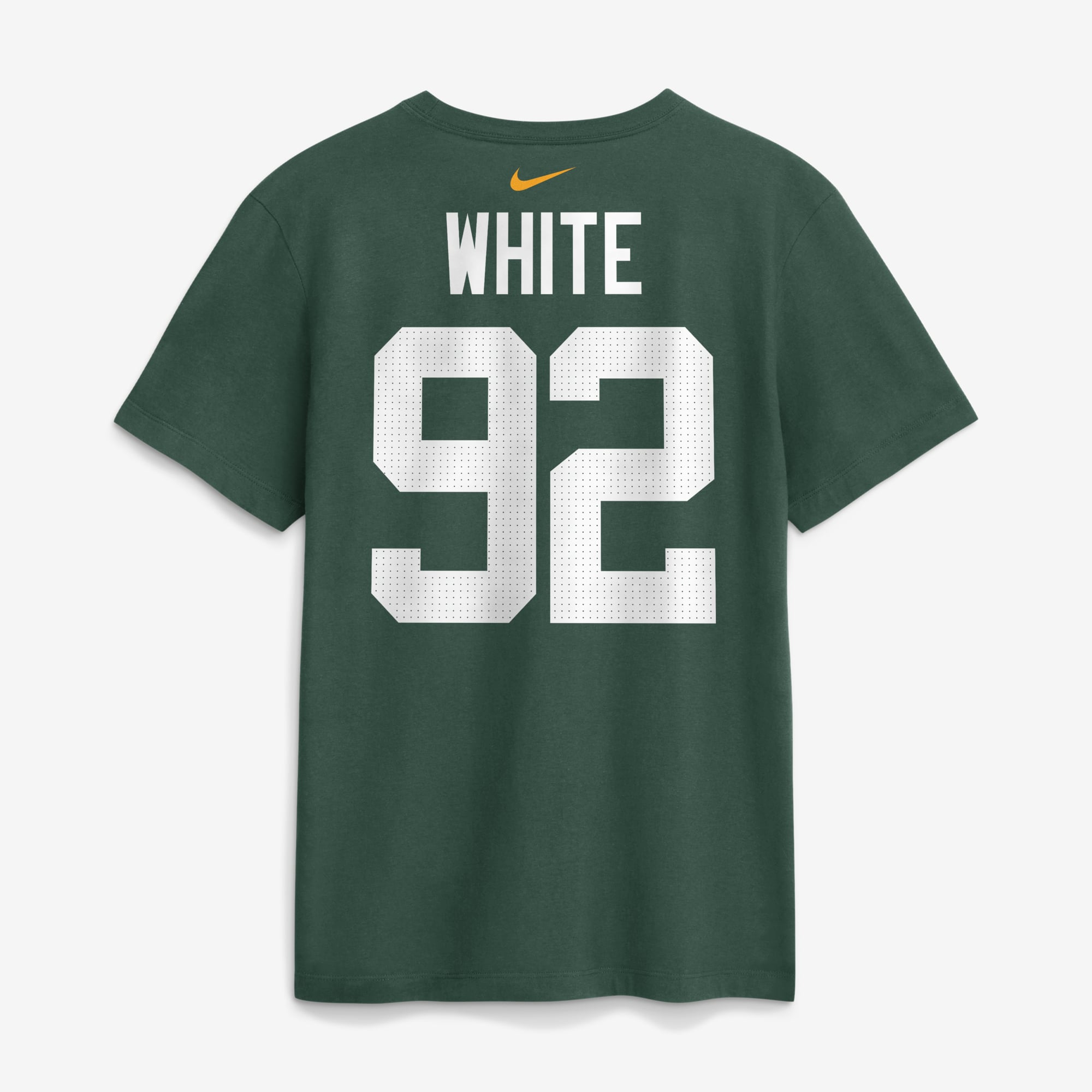 T-shirt Nike pour homme, blanc et vert, avec le nom numéro retirés de Reggie, des Green Bay Packers.