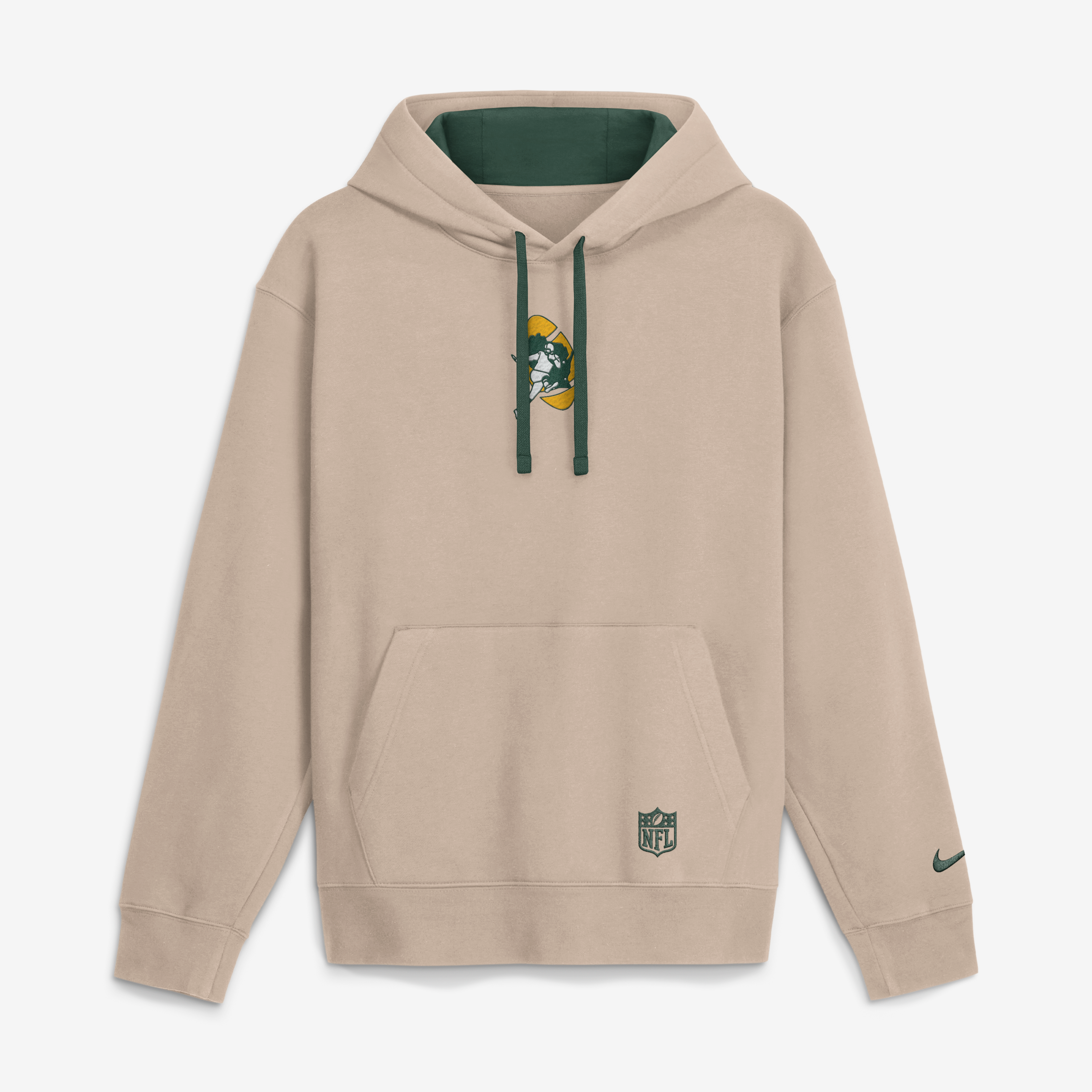 Sweat à capuche Nike Green Bay Packers Rewind Club pour homme, couleur sable