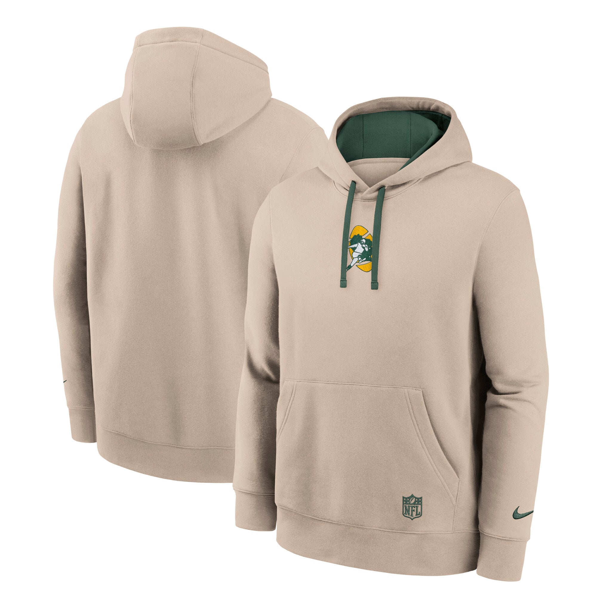 Sweat à capuche Nike Green Bay Packers Rewind Club pour homme, couleur sable