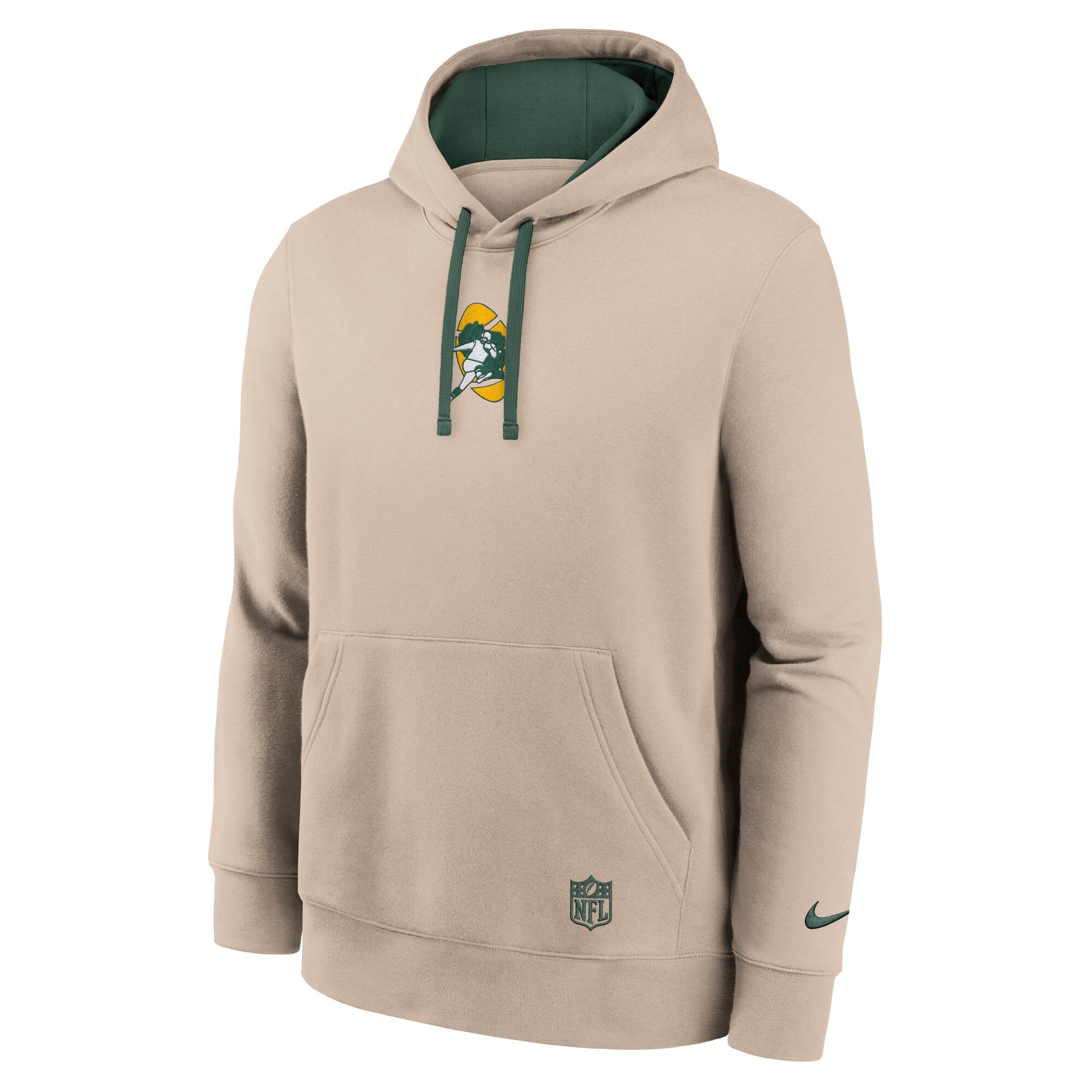 Sweat à capuche Nike Green Bay Packers Rewind Club pour homme, couleur sable