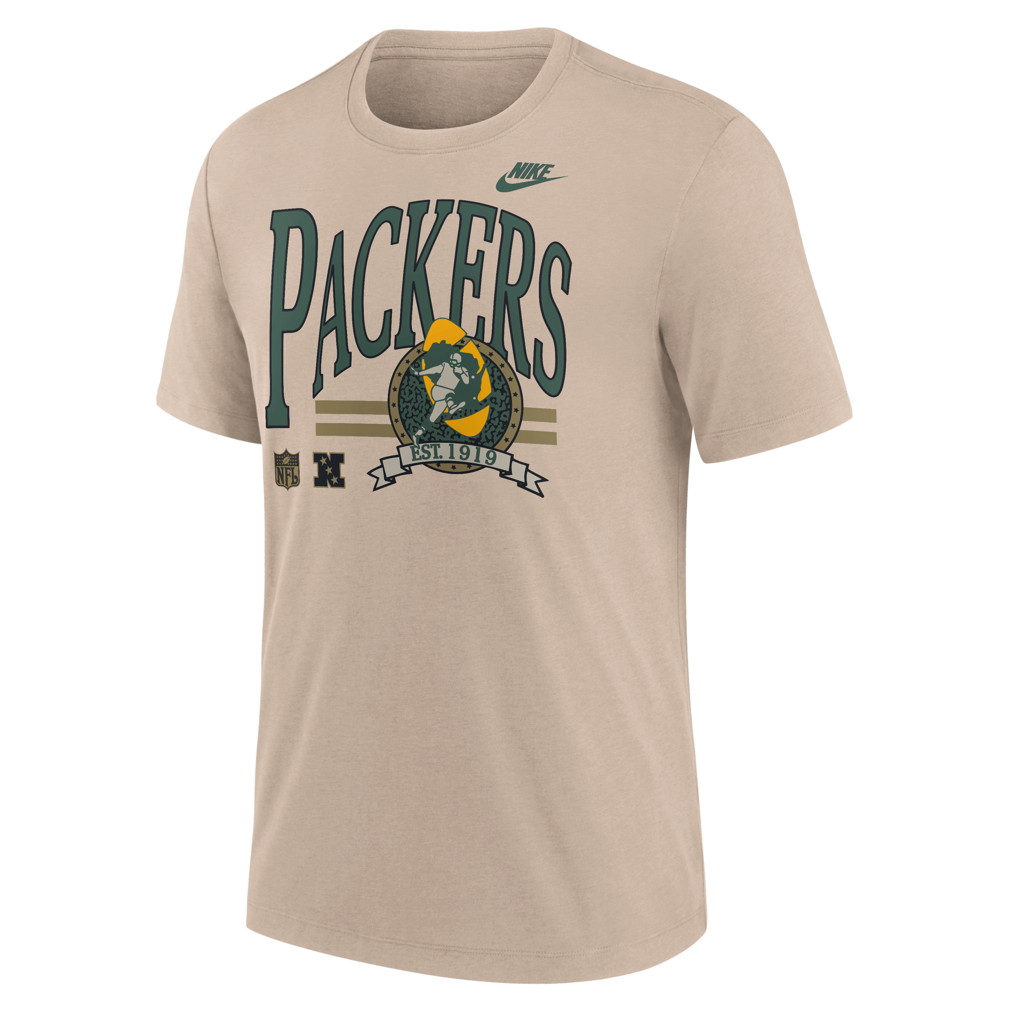 Men's Nike Sand Green Bay Packers Rewind Tri-Blend T-Shirt