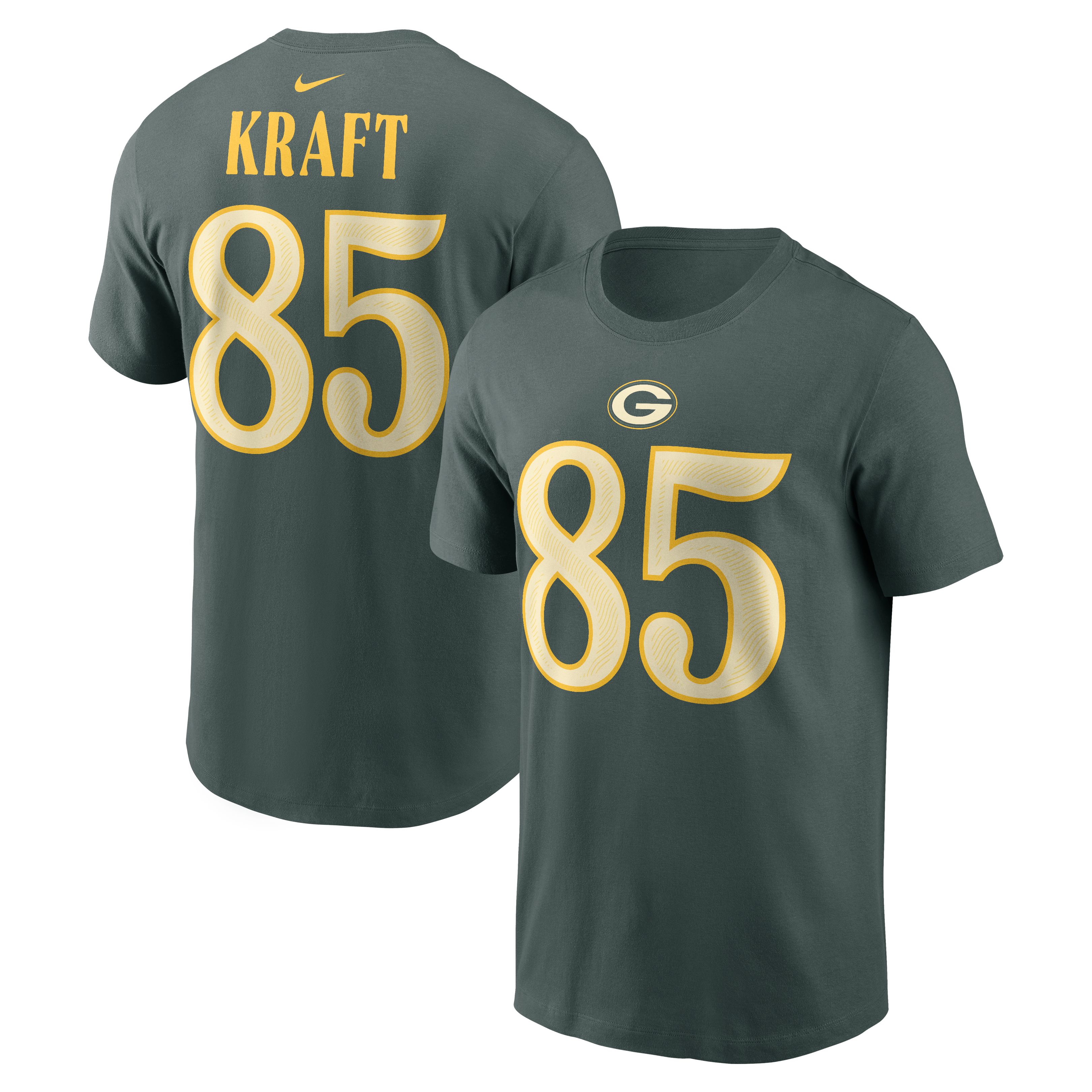 T-shirt Nike Tucker Kraft vert Green Bay Packers Collection Rivalités 2026 pour homme, avec nom et numéro du joueur