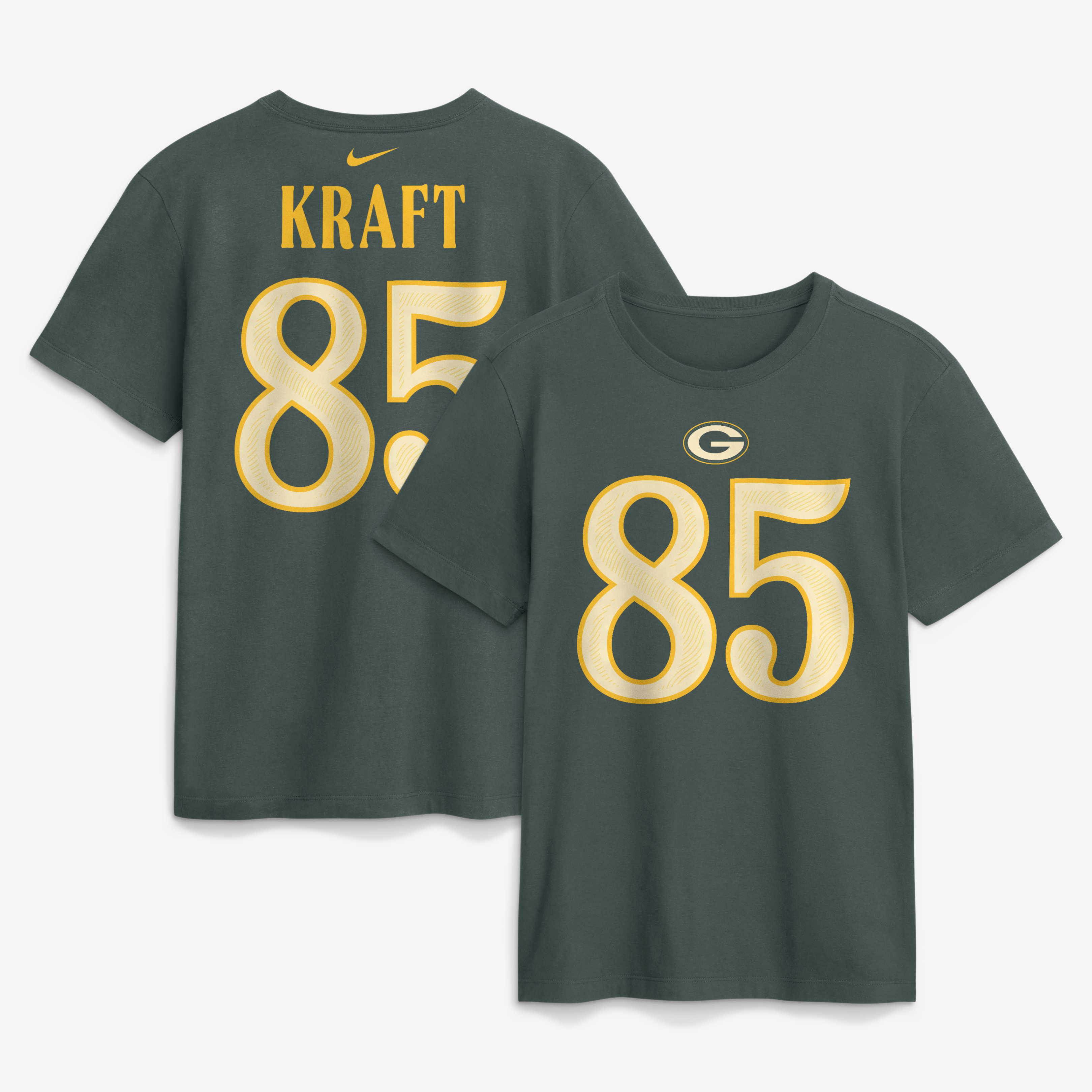 T-shirt Nike Tucker Kraft vert Green Bay Packers Collection Rivalités 2026 pour homme, avec nom et numéro du joueur