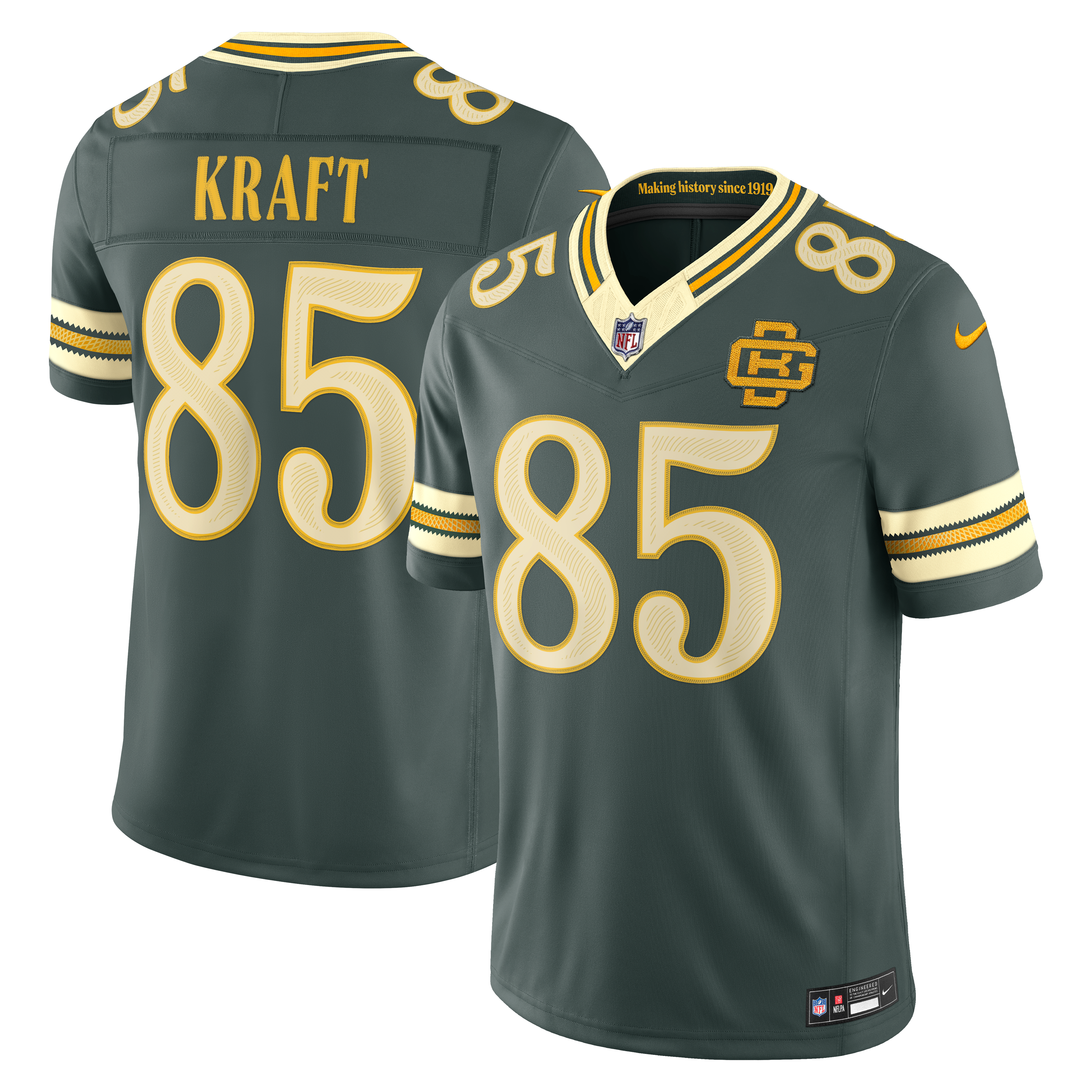 Men's Nike Tucker Kraft Green Bay Packers 2026 Rivalries Collection Stitched Limited Jersey