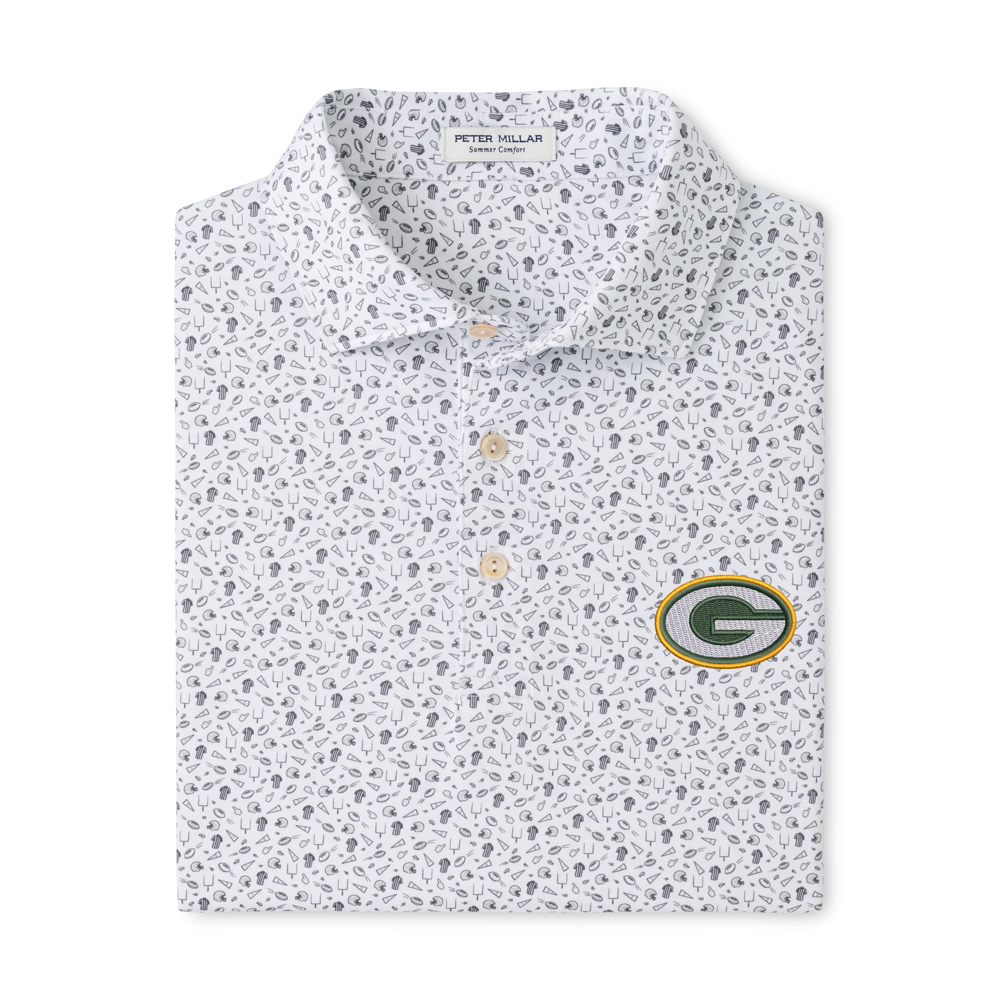 Men's Peter Millar Gray Green Bay Packers Kick Off Performance Jersey Polo
