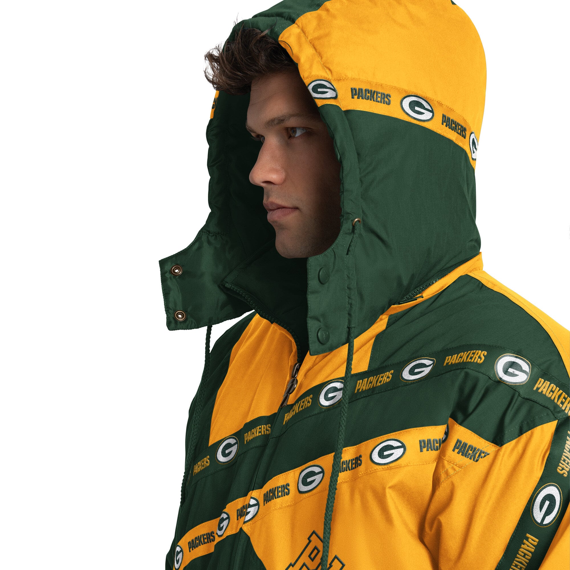 Veste zippée intégrale Green Bay Packers Pro Player verte pour homme, à capuche amovible.