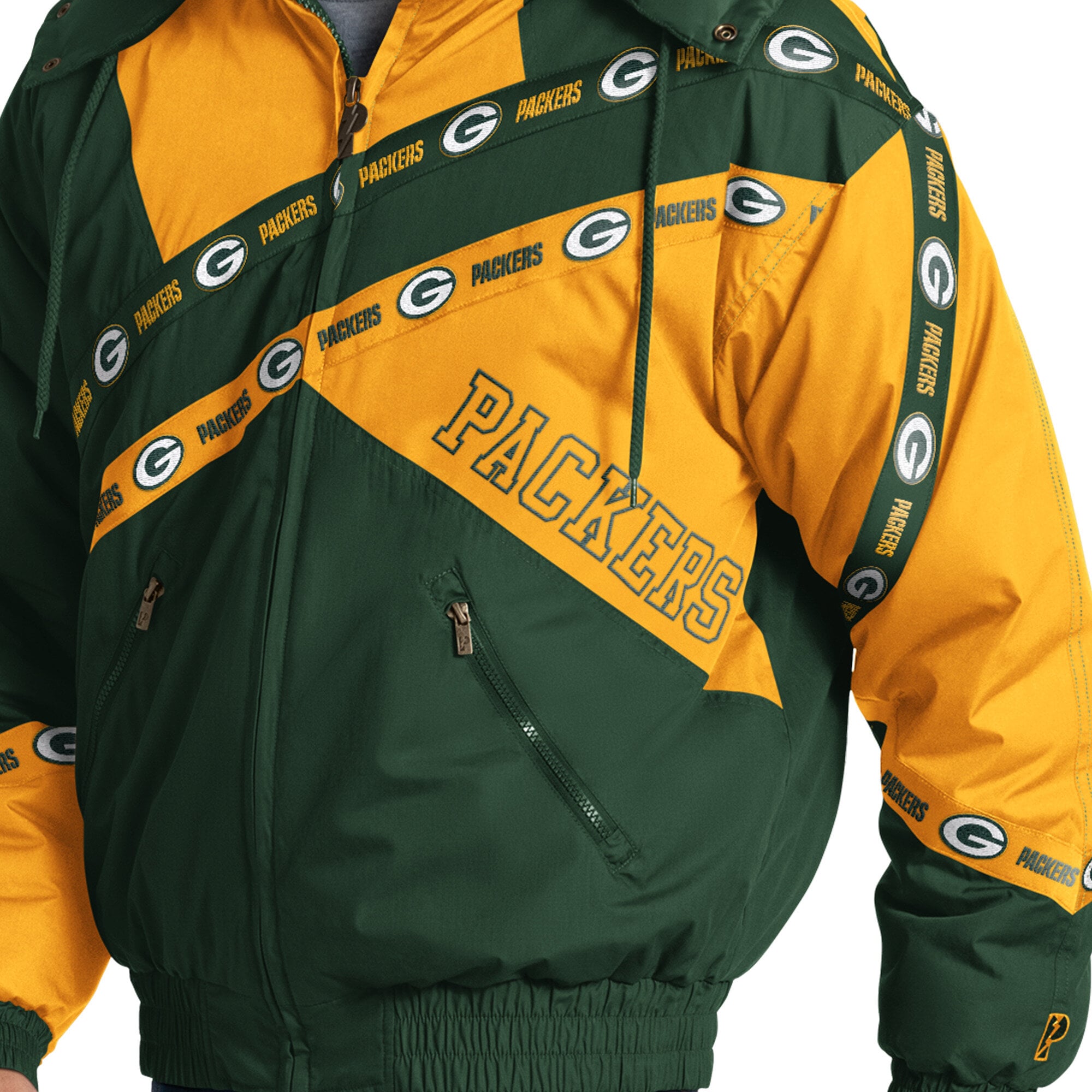 Veste zippée intégrale Green Bay Packers Pro Player verte pour homme, à capuche amovible.