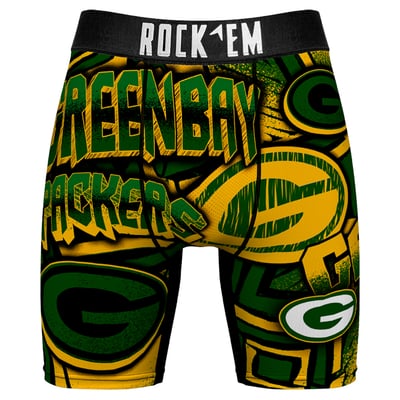  Green Bay Packers Rock Em Socks Sketched Out Boxer Briefs - Green
