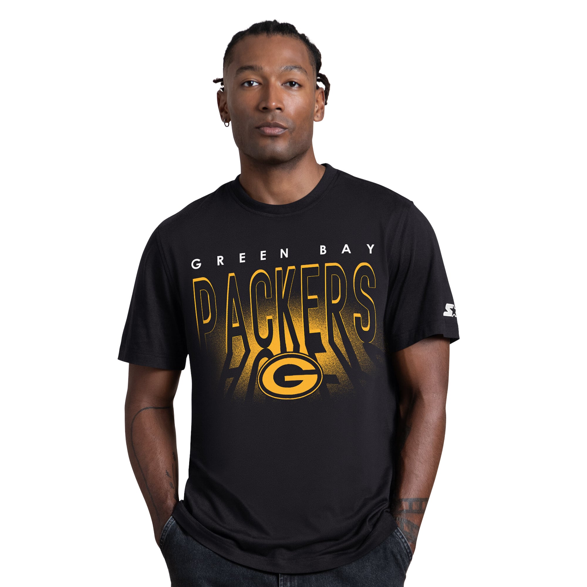 T-shirt graphique rétroéclairé noir Starter Green Bay Packers pour homme