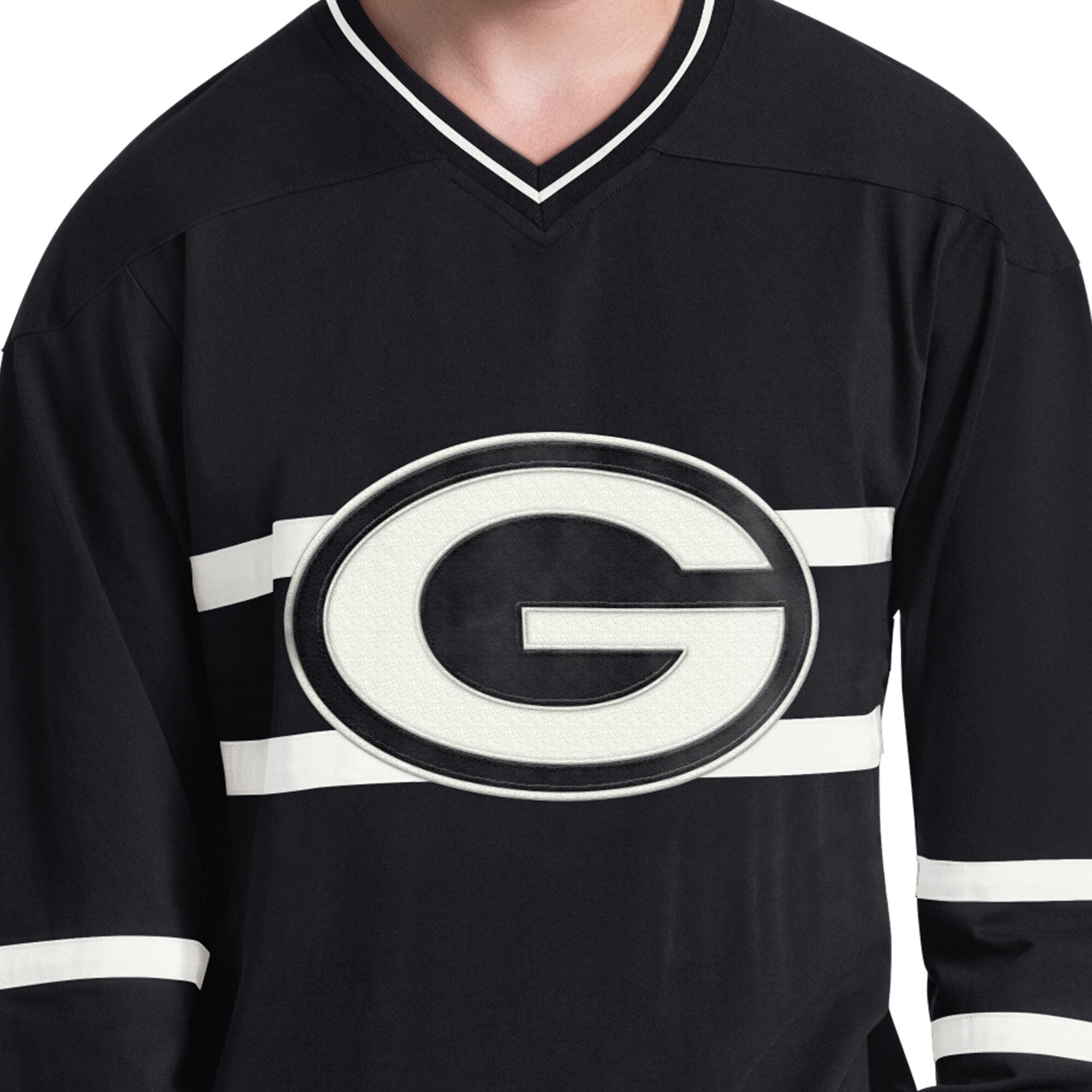 T-shirt à manches longues Starter noir et blanc Green Bay Packers pour homme