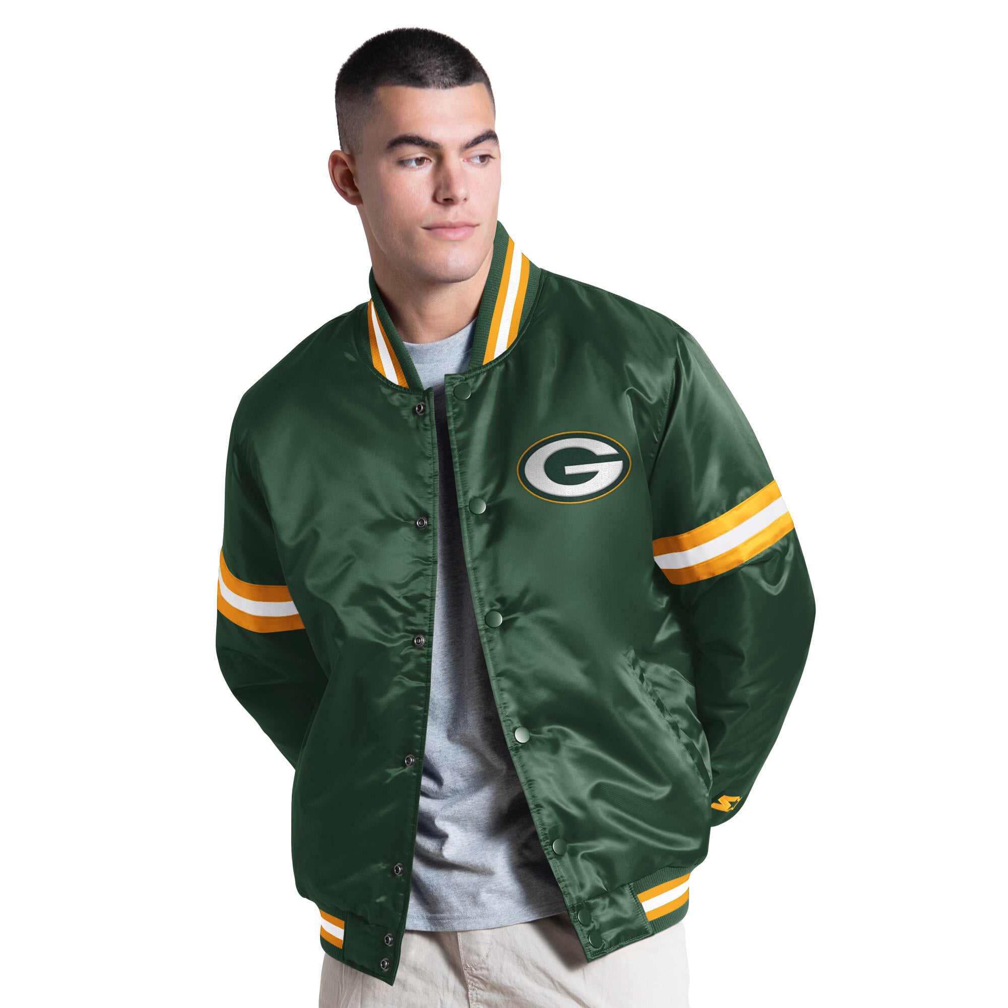 Veste universitaire Starter Green Bay Packers Courtside à boutons-pression pour homme