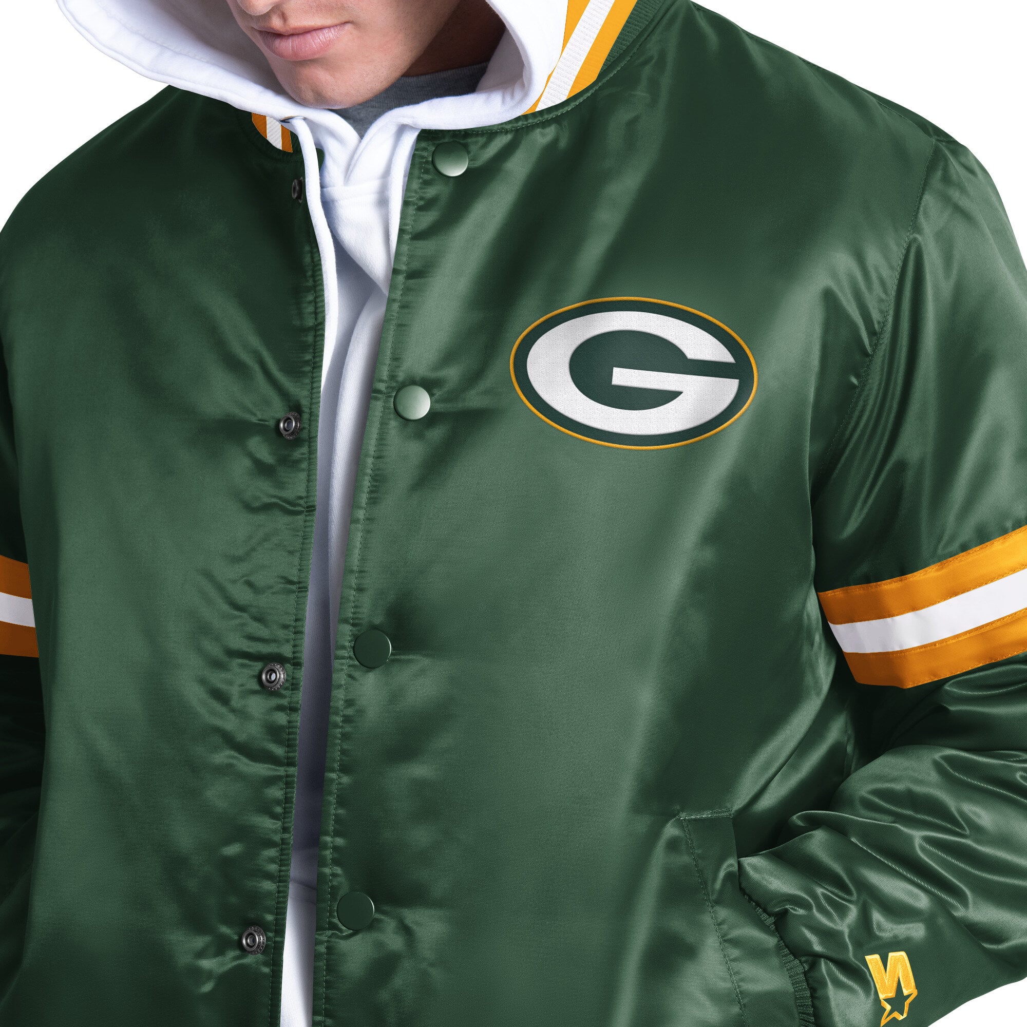 Veste universitaire Starter Green Bay Packers Courtside à boutons-pression pour homme