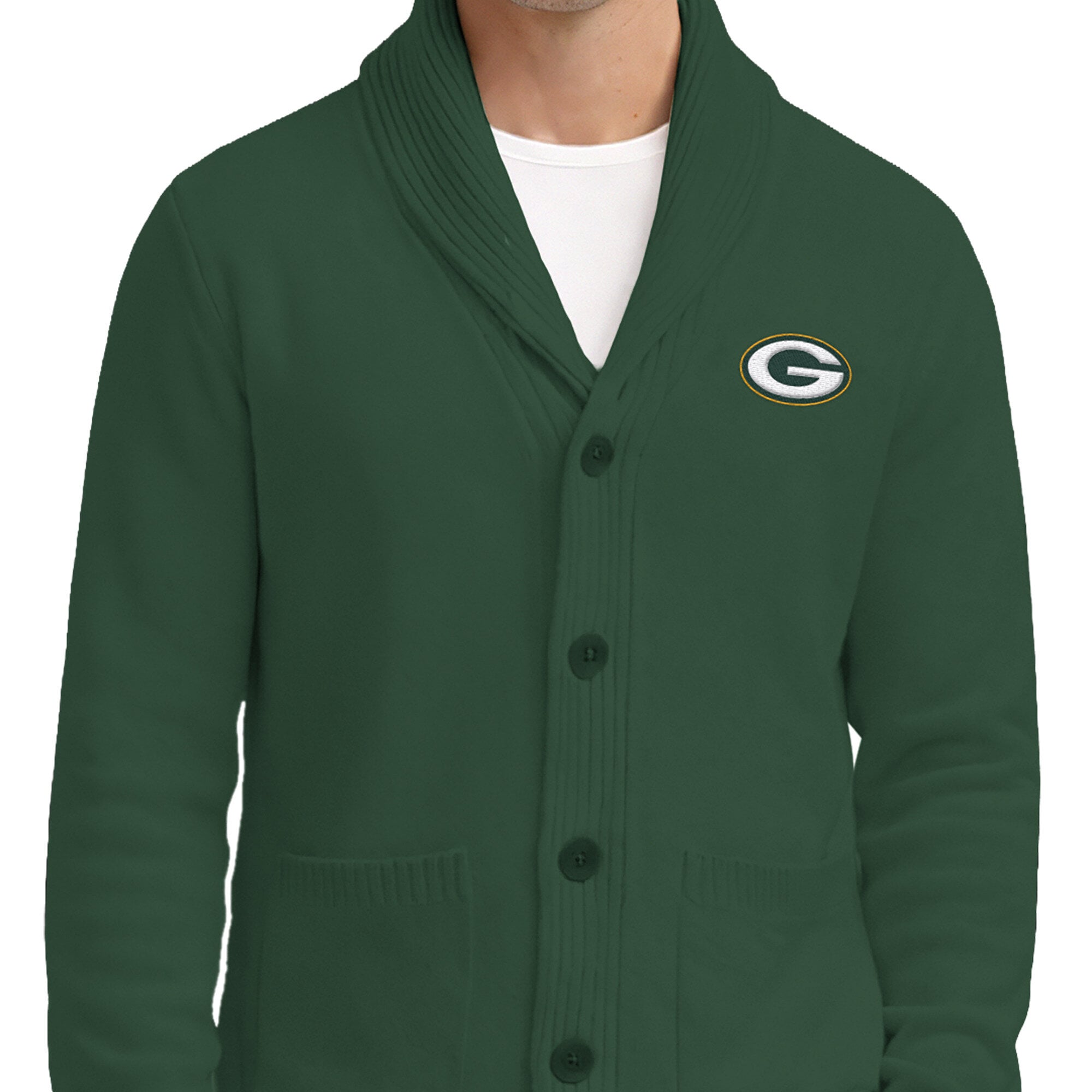 Gilet cardigan en maille épaisse à col châle, vert Starter Green Bay Packers, pour homme